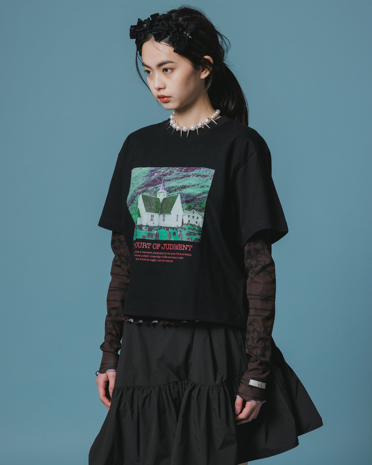PRINT SHORT T-SHIRT / HOUSE (BLACK)