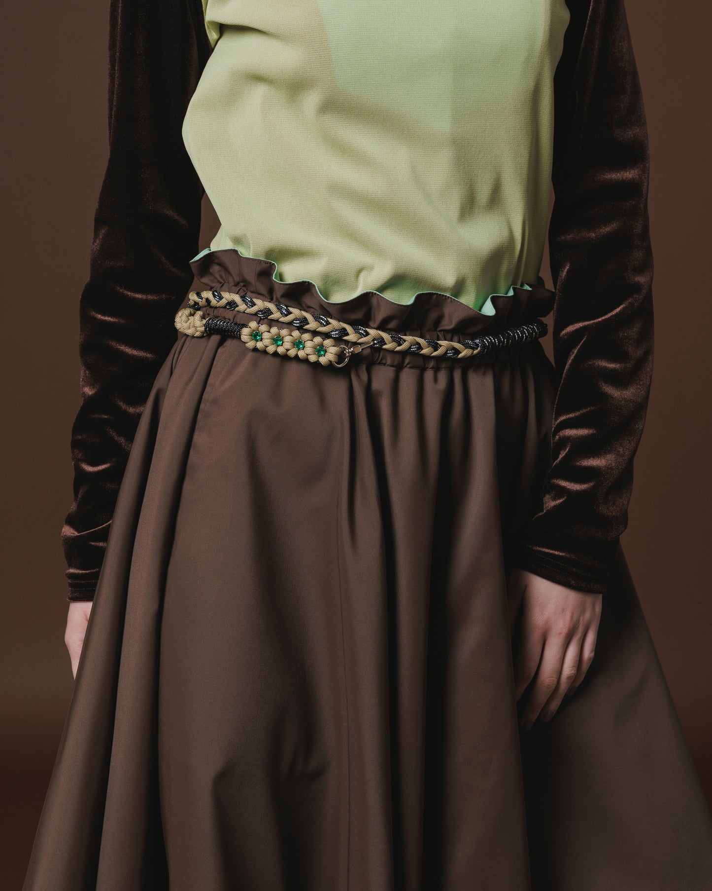 2WAY FLOWER BIJOU STRAP&BELT (BEIGE×BLACK)