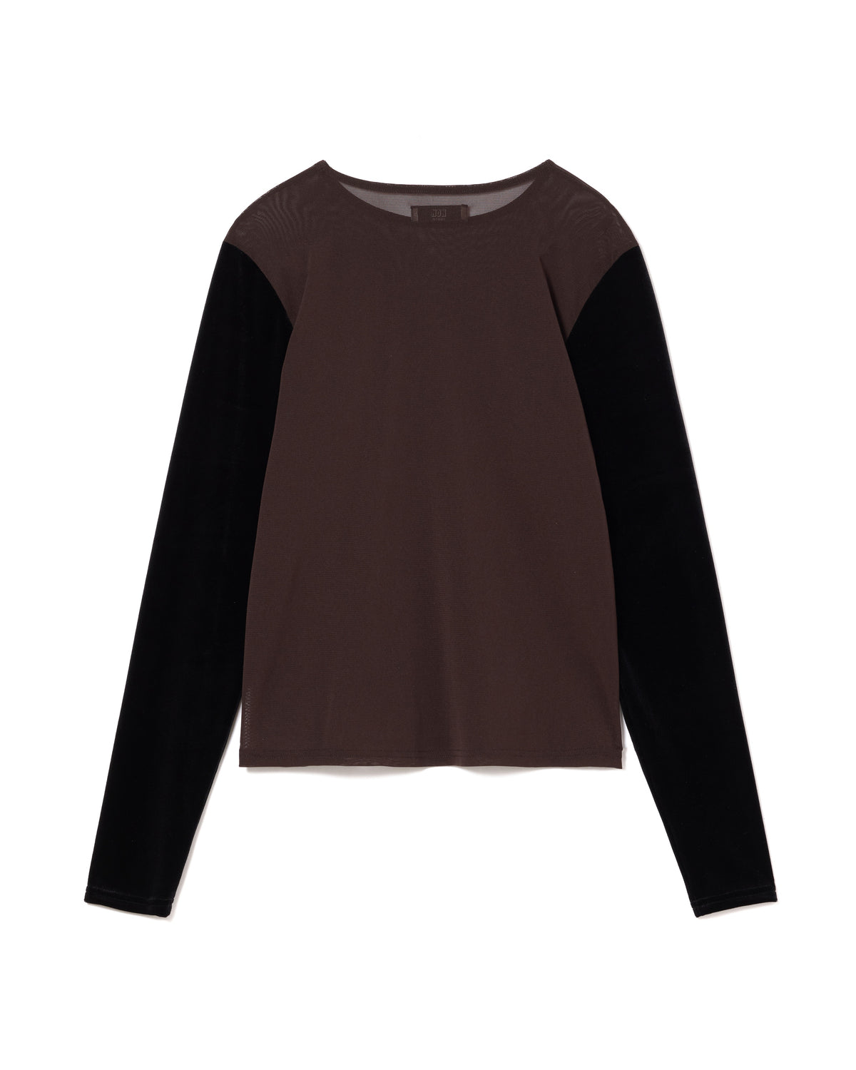 VELVET SLEEVE SHEER C/S (BROWN×BLACK)