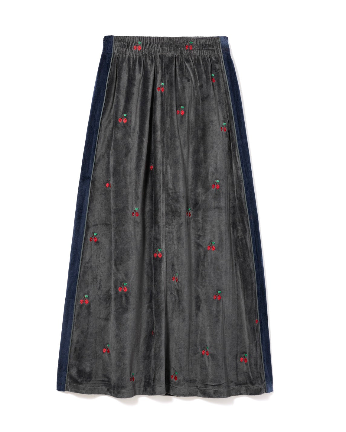 EMBROIDERY VELOUR TRACK SKIRT (GRAY)