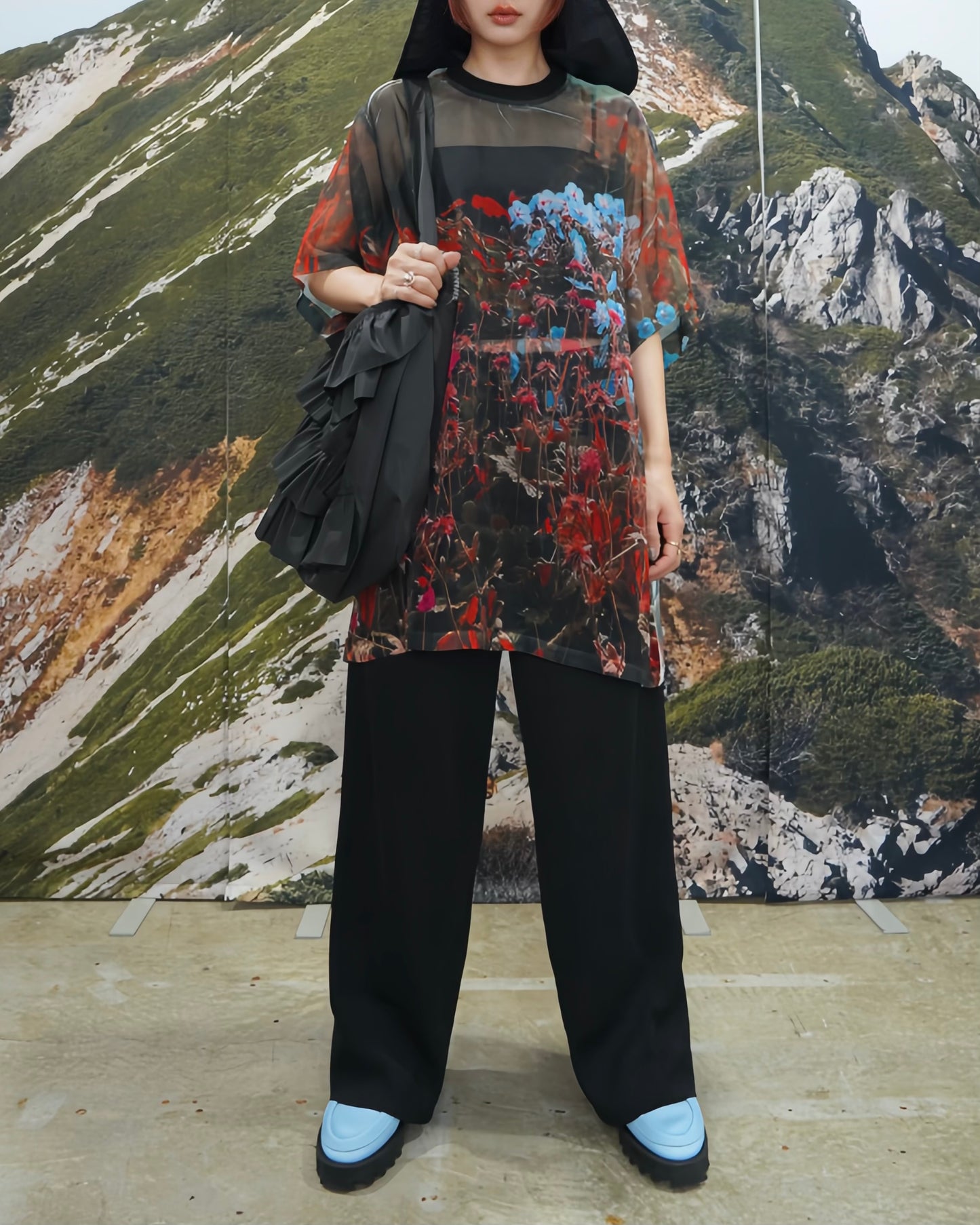 DIRECT PRINT SHEER T-SHIRT (FLOWER)
