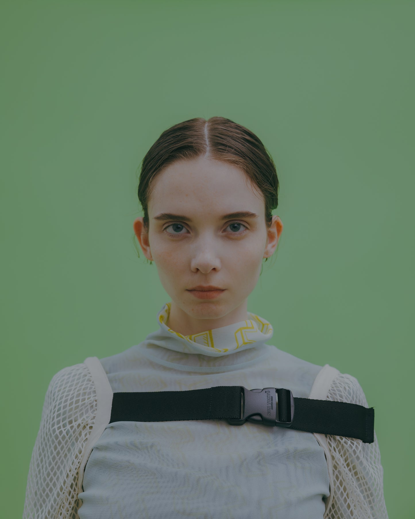 NON TOKYO / REVERSIBLE POWERNET HI NECK ONE-PIECE (CROSS×L.GREEN) / <NON TOKYO> Reversible power net high neck one-piece (cross×light green)