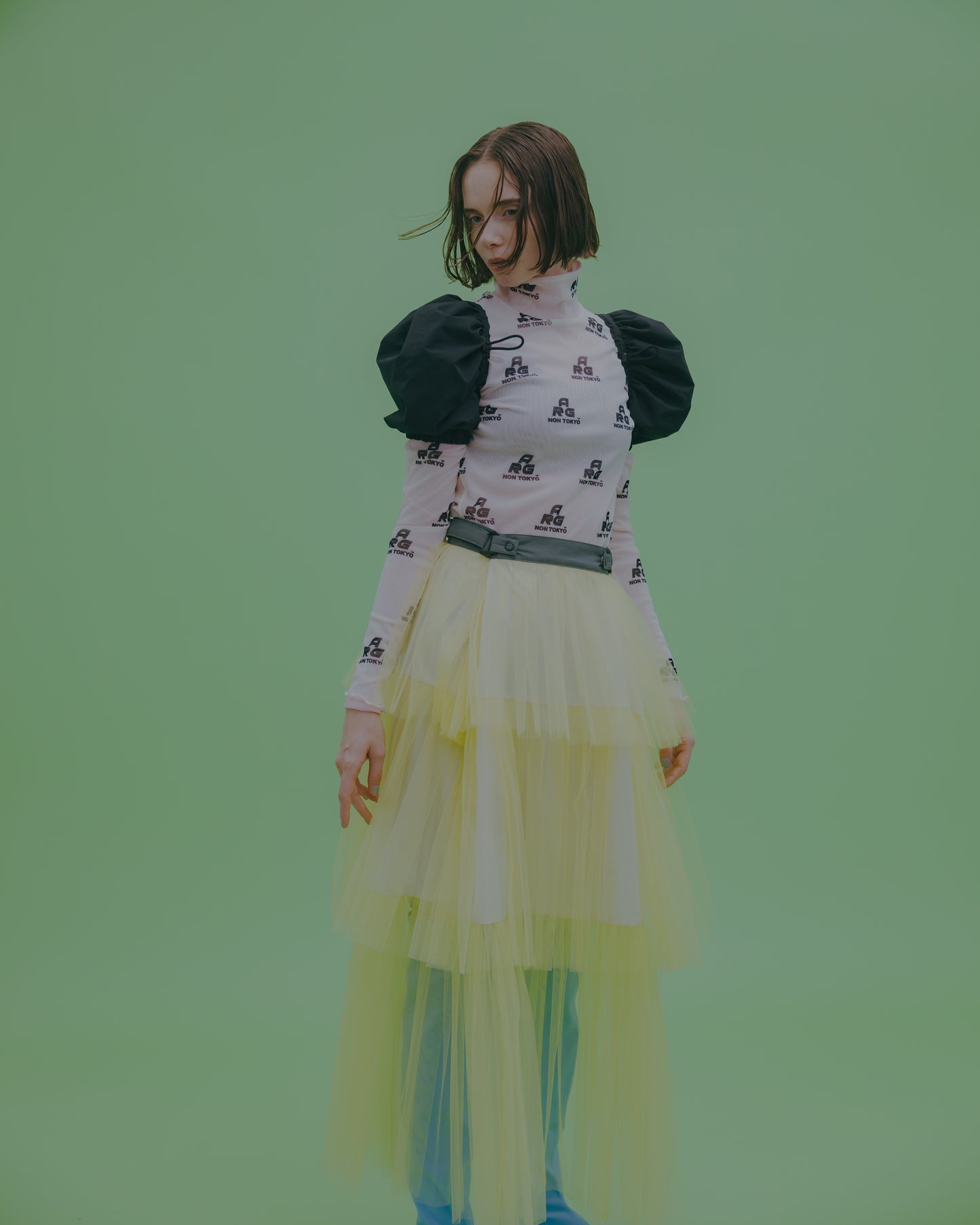 NON TOKYO / REVERSIBLE POWERNET HI NECK ONE-PIECE (LOGO×L.PINK) / <NON TOKYO> Reversible power net high neck one-piece (logo×light pink)