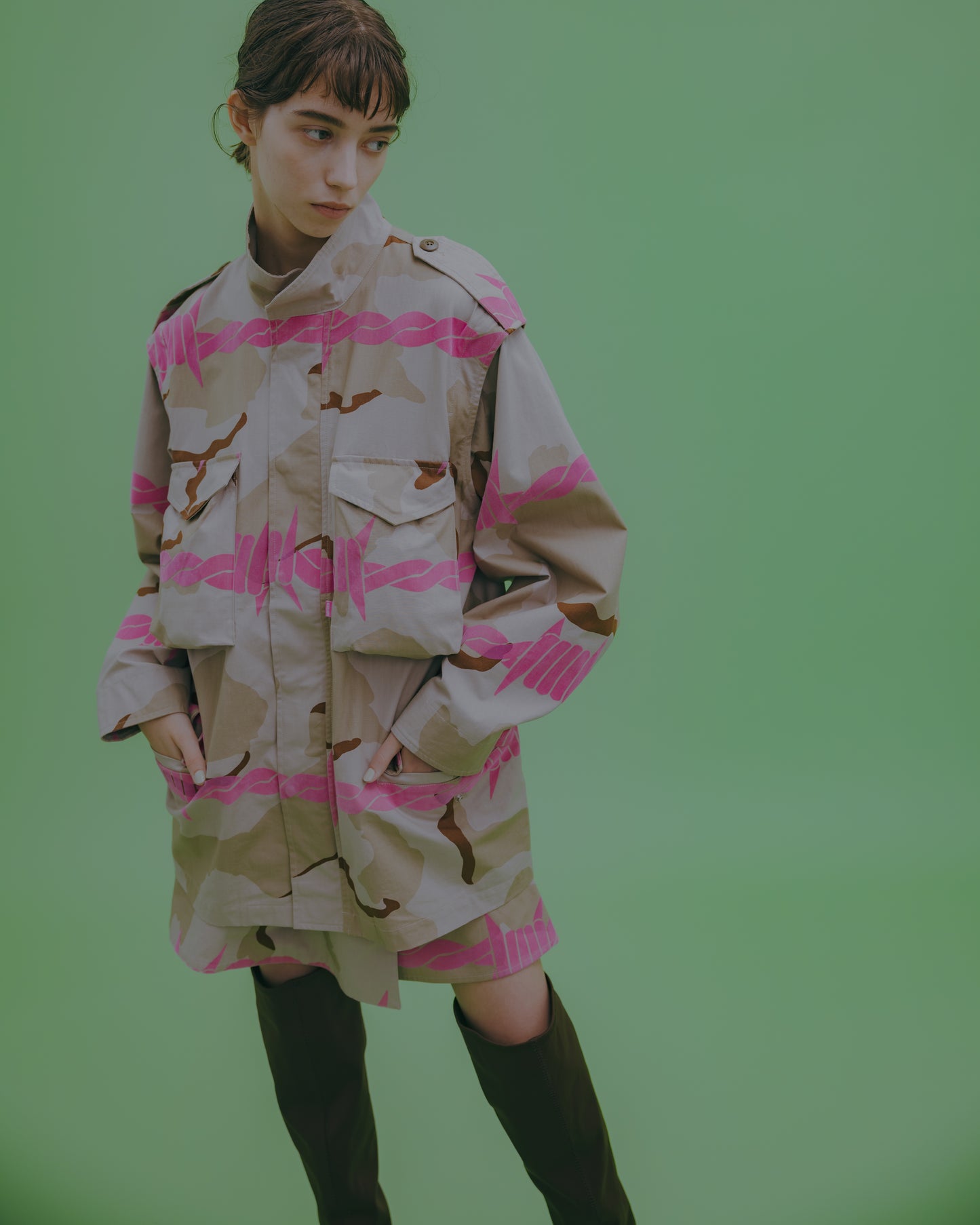 NON TOKYO / WRAP CULOTTE SKIRT (BEIGE CAMO) / 〈ノントーキョー〉ラップキュロットスカート (ベージュカモ)