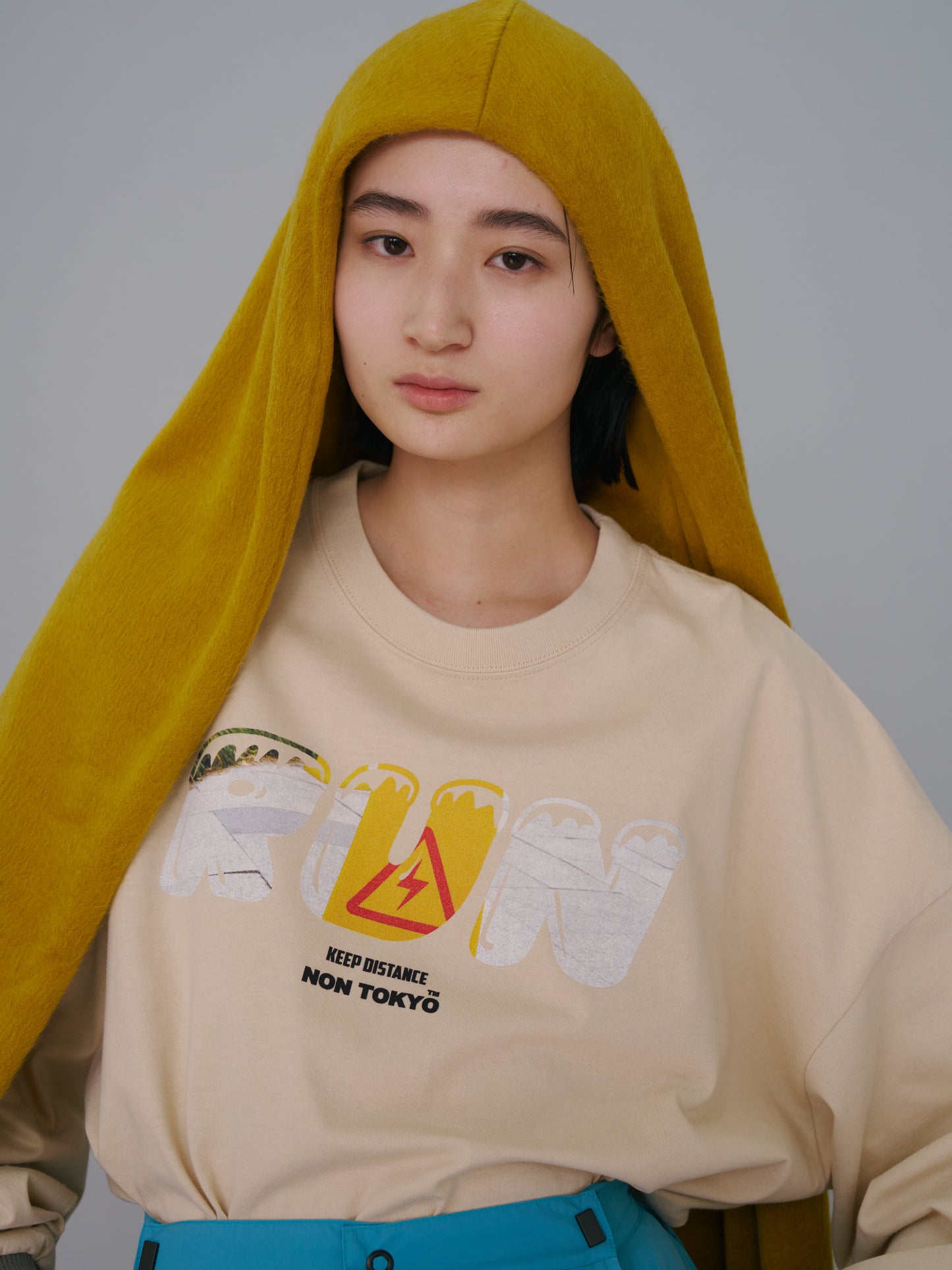 NON TOKYO / PRINT L/S T-SHIRT(RUN / BEIGE) <NON TOKYO> Printed long sleeve T-shirt (Run / Beige)