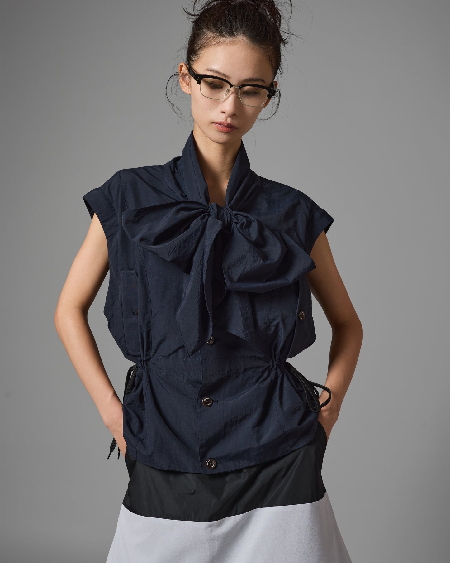 2WAY RIBBON WORK JACKET (NAVY)