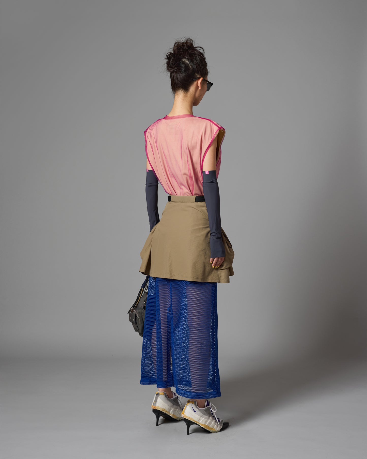 MESH LAYER SKIRT (BEIGE×BLUE)