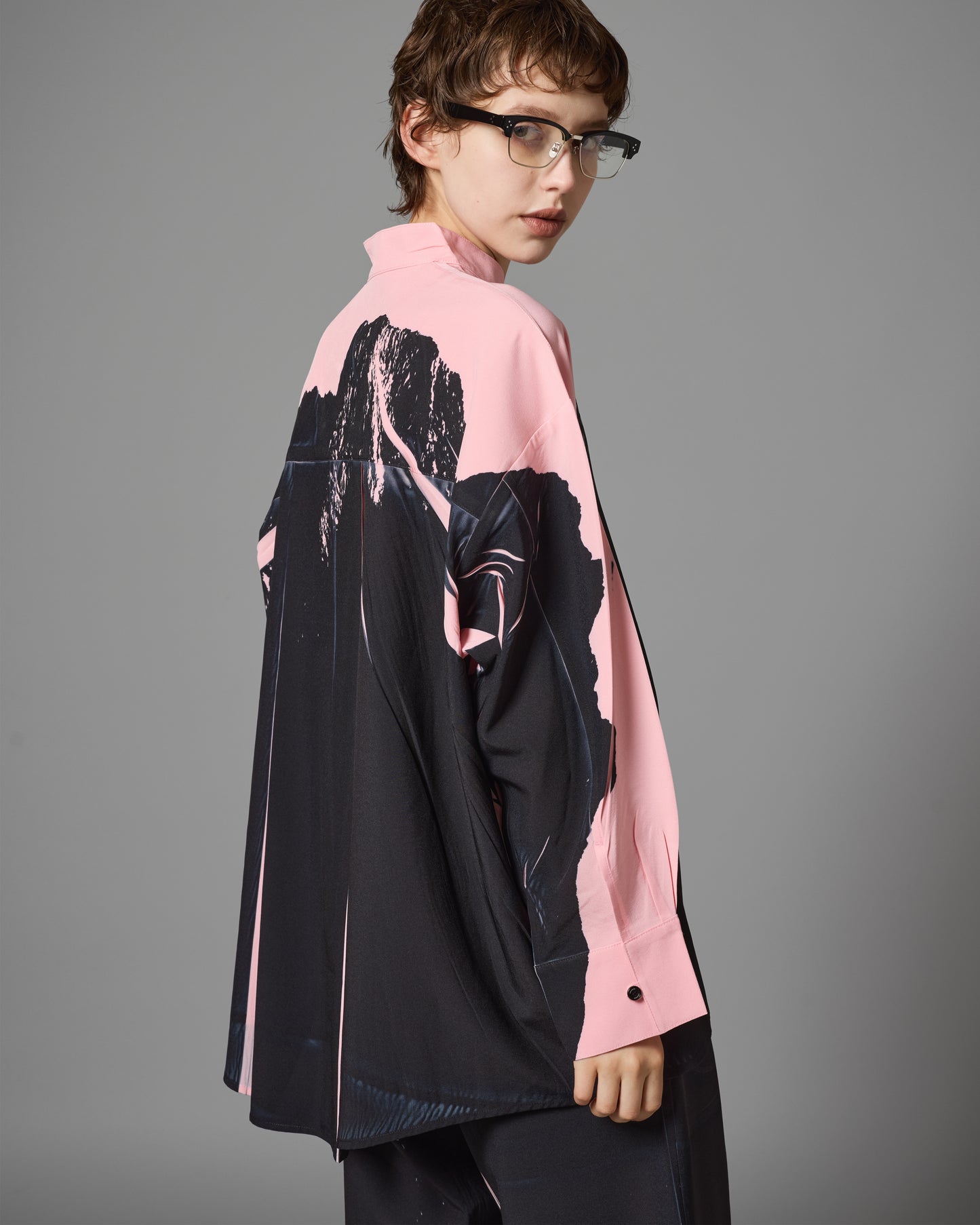 DIRECT PRINT NO COLLAR SHIRTS (PINK)