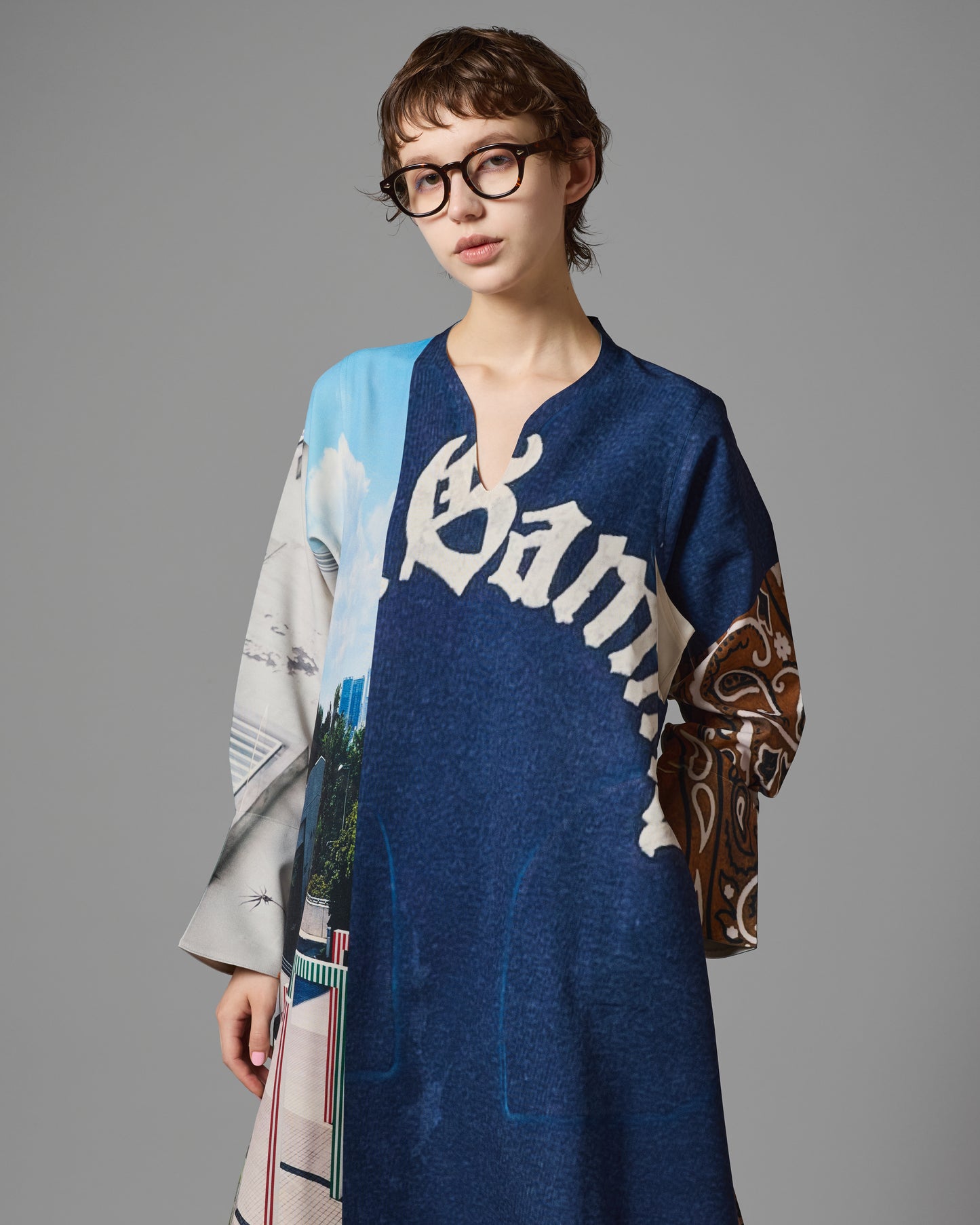 DIRECT PRINT PULLOVER ONE-PIECE (COLLAGE)