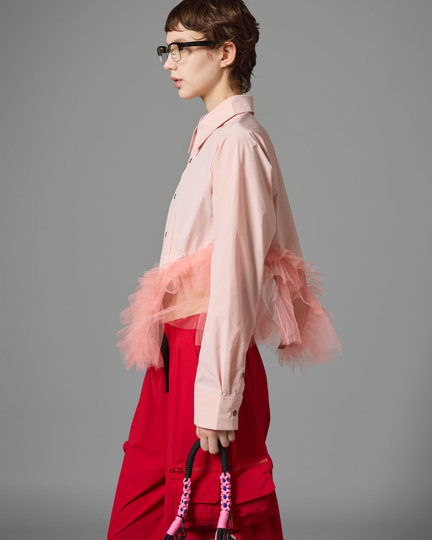 GATHER TULLE SHIRT (PINK)
