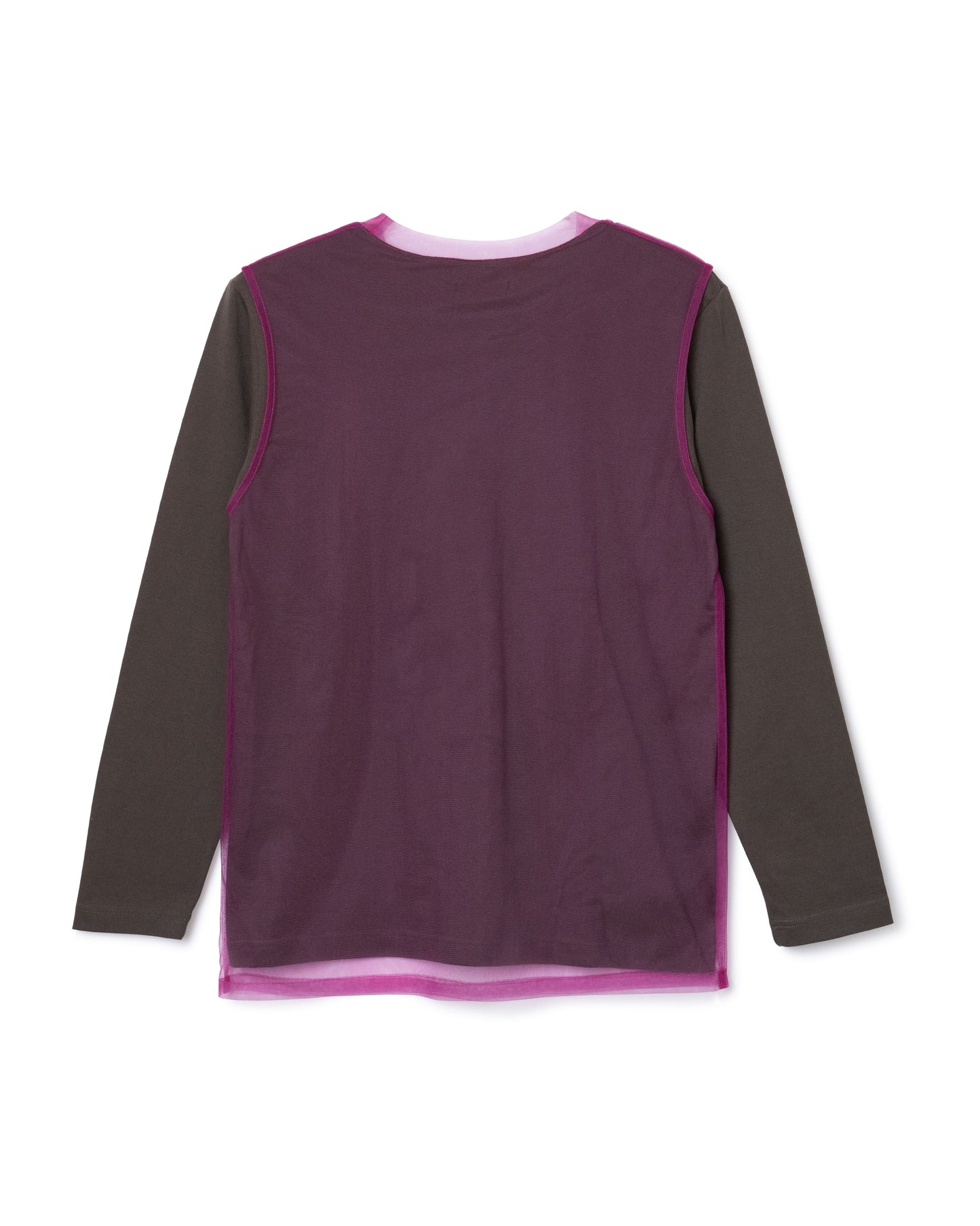 SHEER LAYER L/S T-SHIRT (BROWN×PINK)