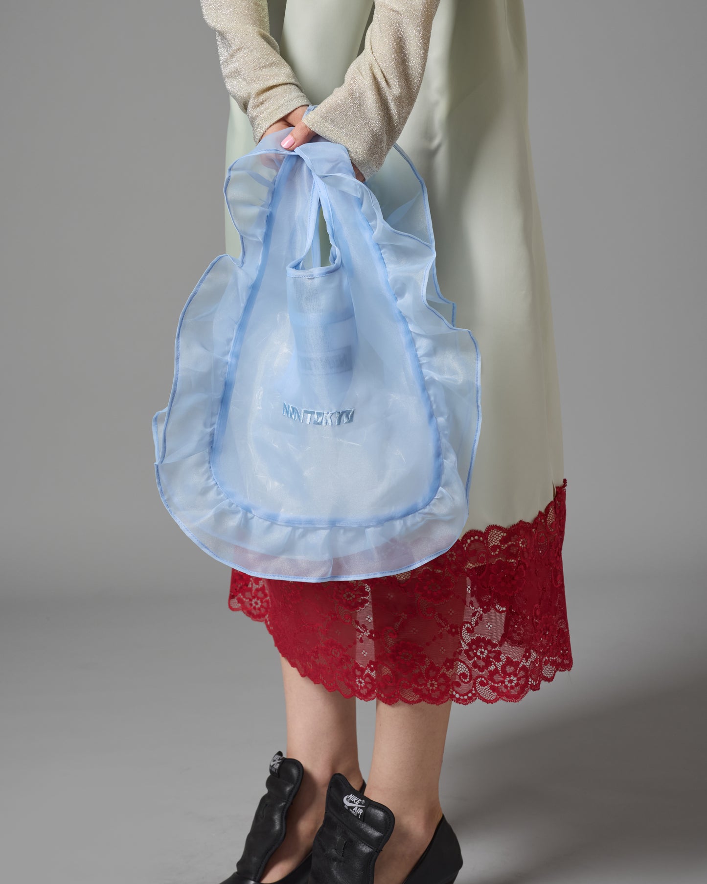SHEER FRILL BAG ( S / BLUE )
