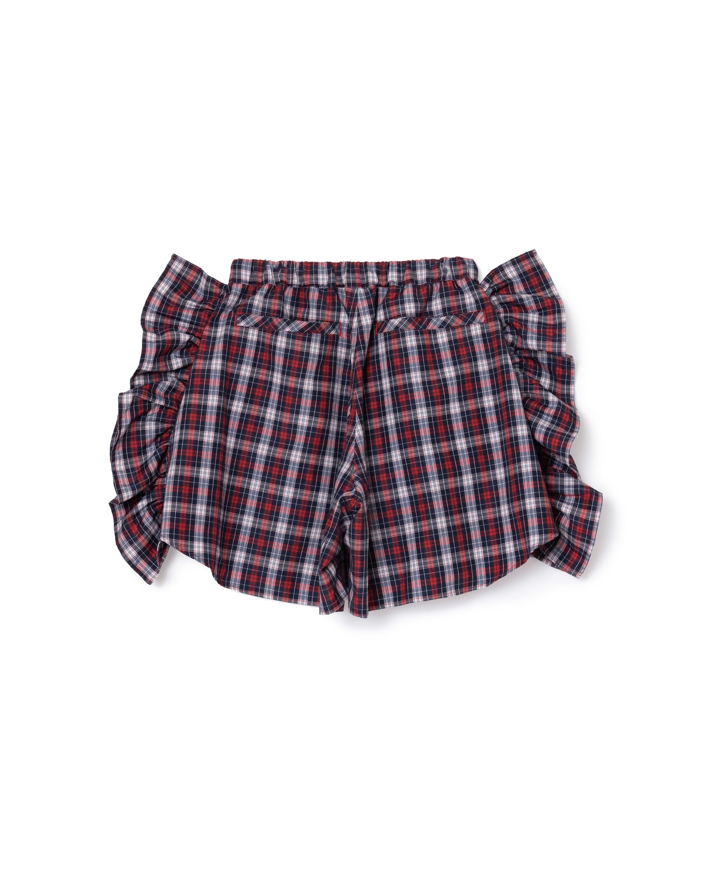 CHECK FRILL TRUCK SHORTS (RED)