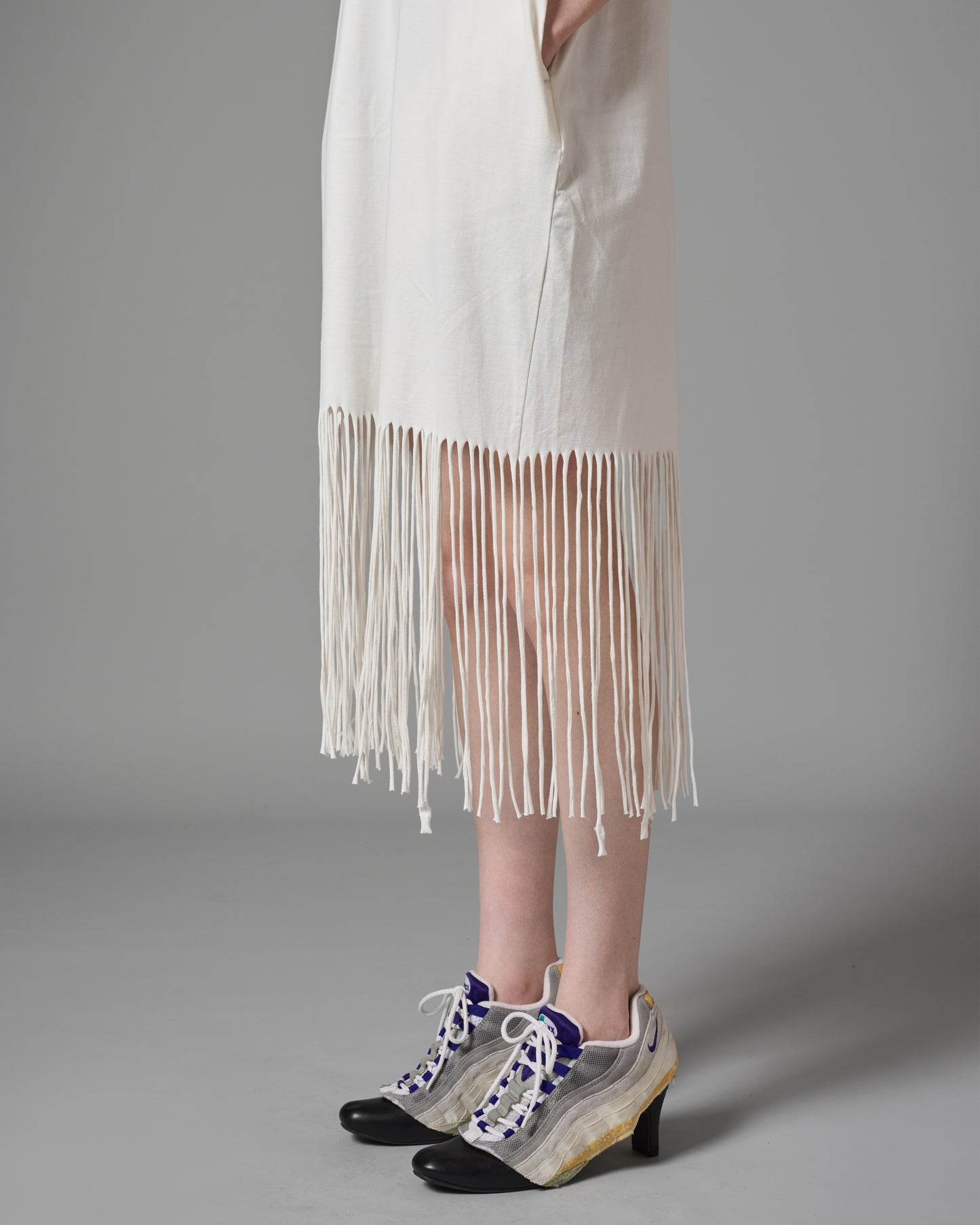 FRINGE T-SHIRT ONE-PIECE(WHITE)