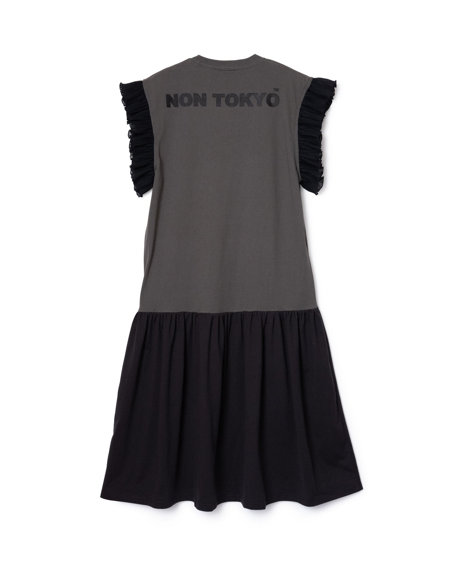 FRILL SLEEVE ONE-PIECE (BLACK)