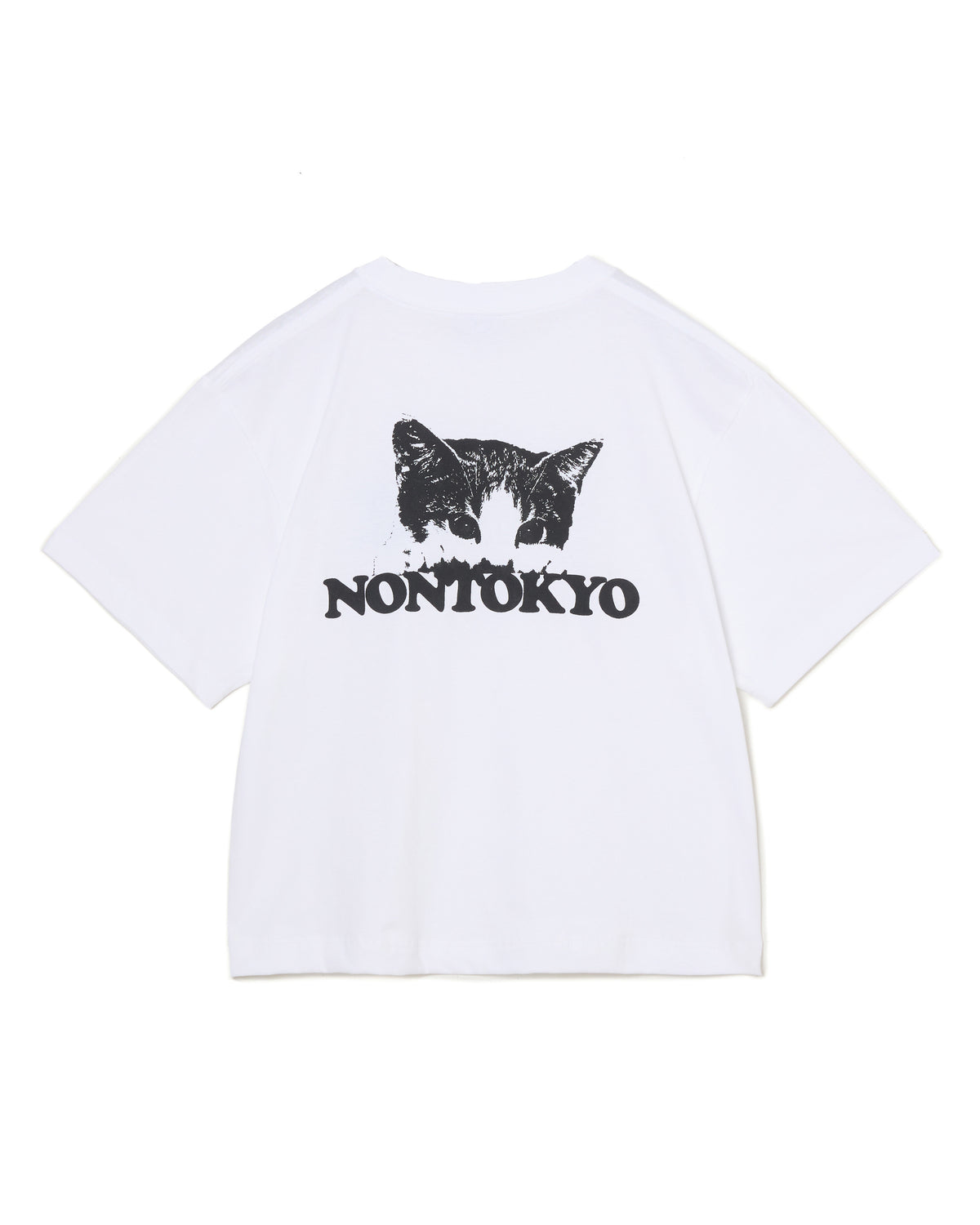 CAT PRINT SHORT T-SHIRT (WHITE)