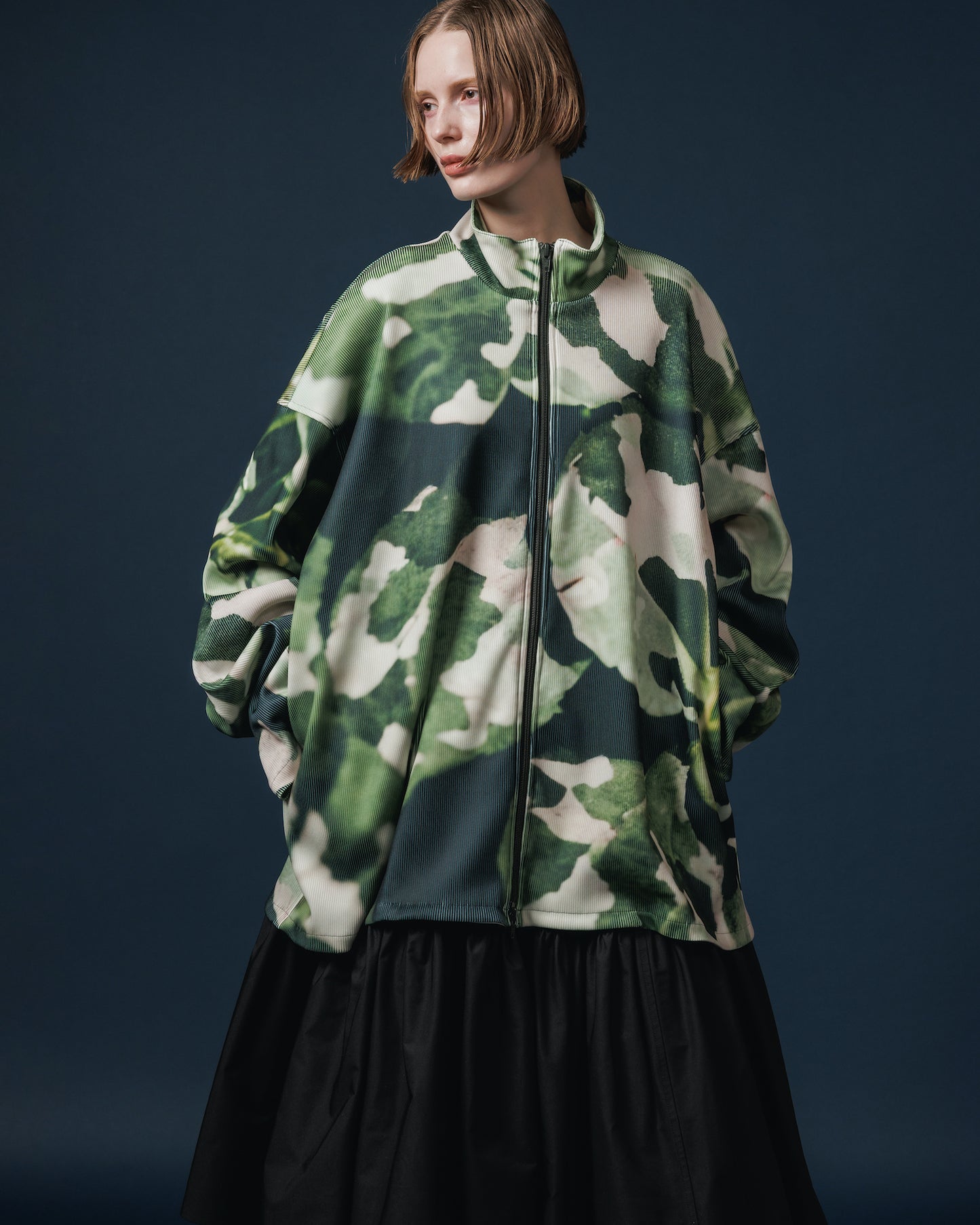 PRINT RIB ZIP-UP BLOUSON (CAMO)