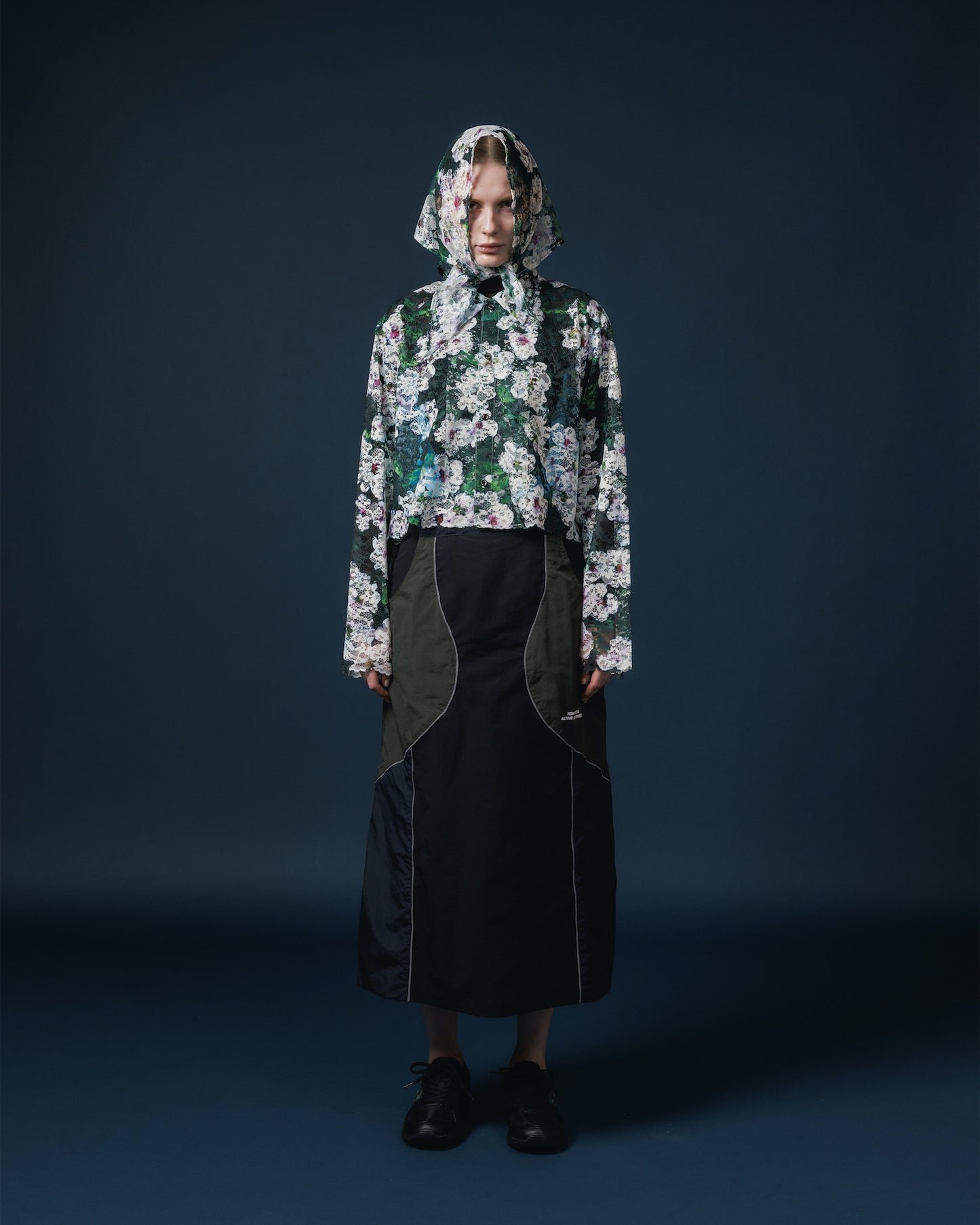 LACE LONG SLEEVE SHIRT & LACE SCARF (FLOWER)