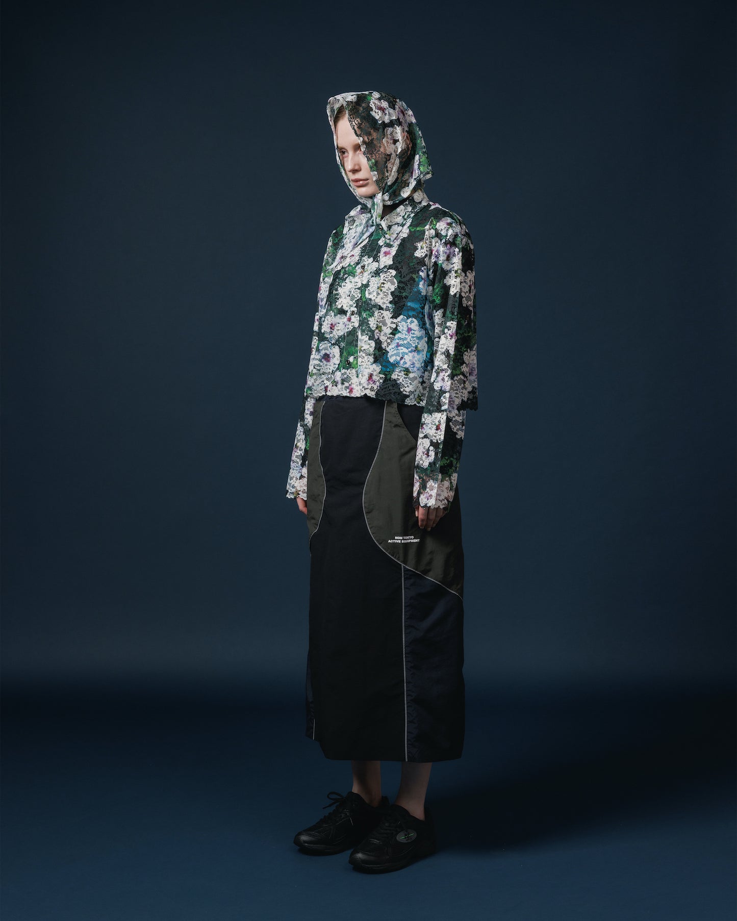 LACE LONG SLEEVE SHIRT & LACE SCARF (FLOWER)
