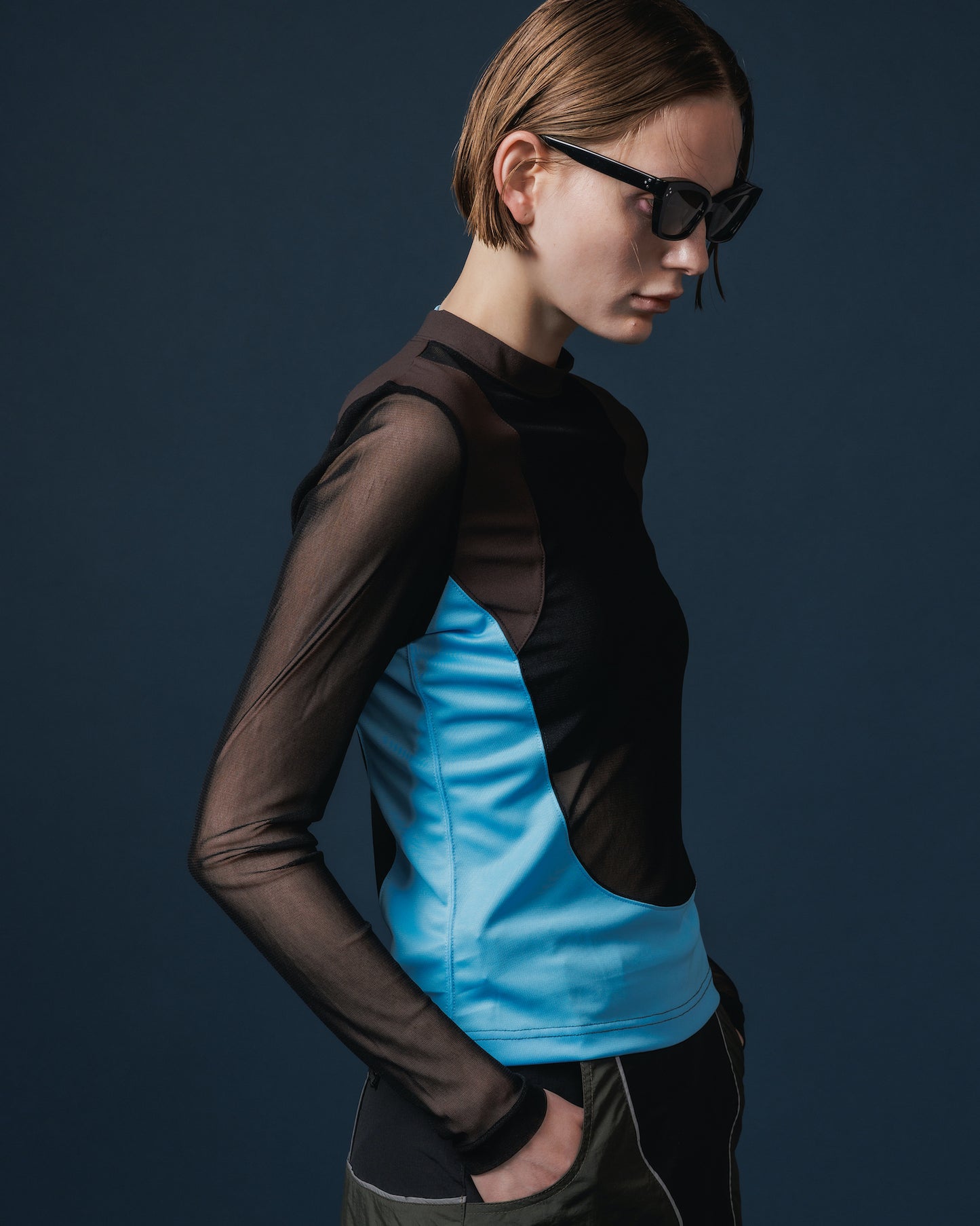 SHEER SWITCHING C/S (BLACK x BLUE)