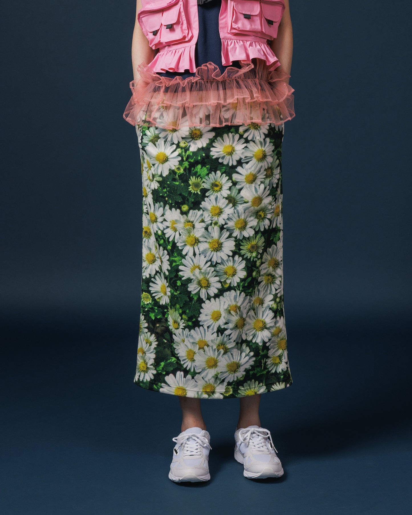 PRINT FLEECE TIGHT SKIRT (FLOWER)