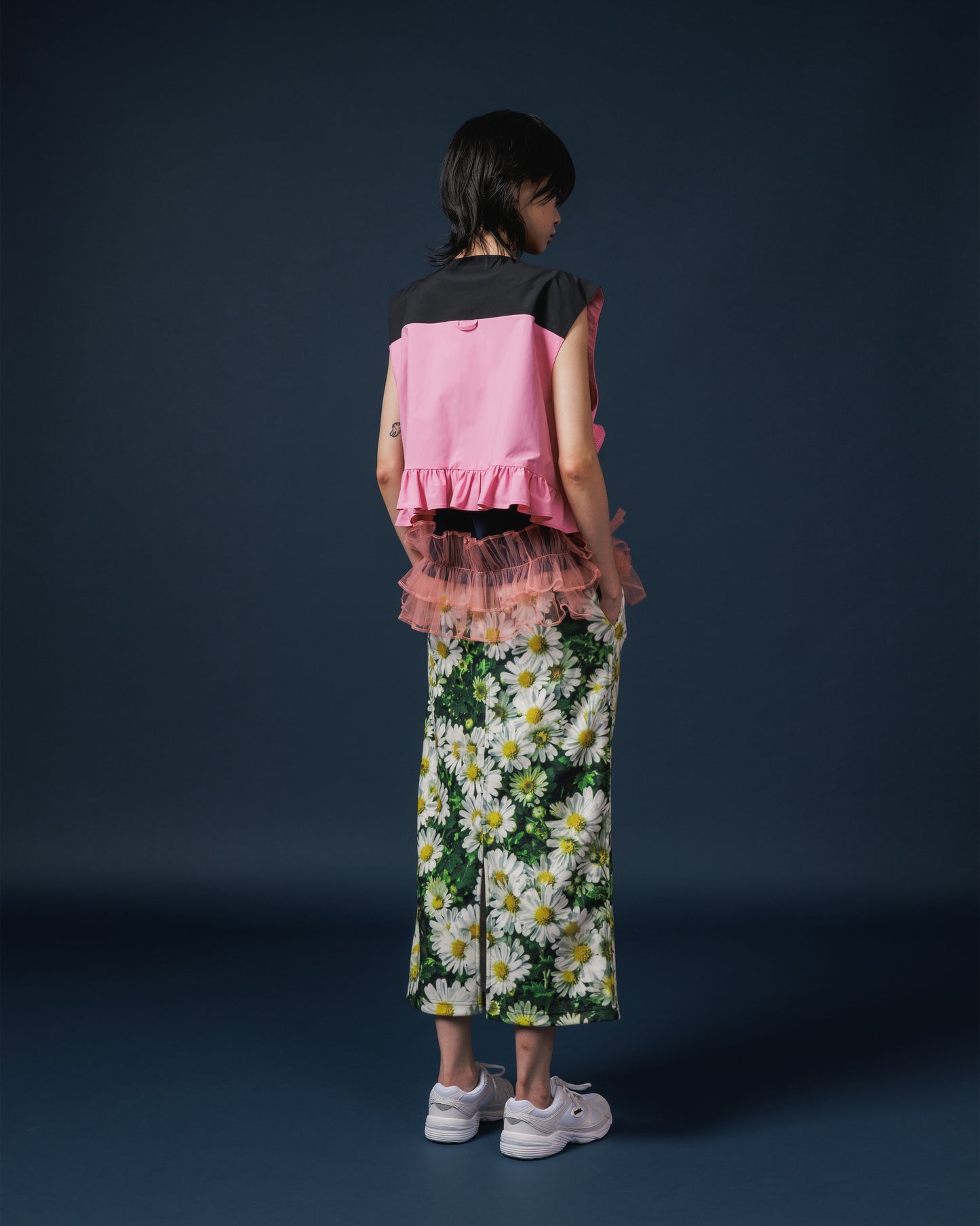 FRILL CAMISOLE (NAVY×PINK)