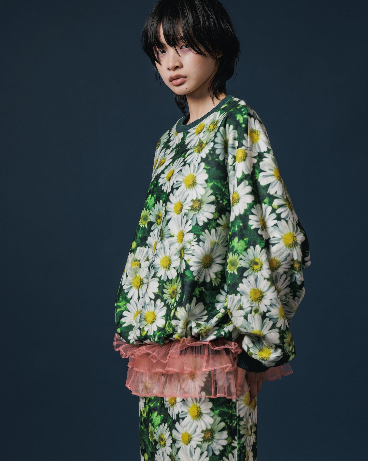 PRINT FLEECE PULLOVER TOP (FLOWER)