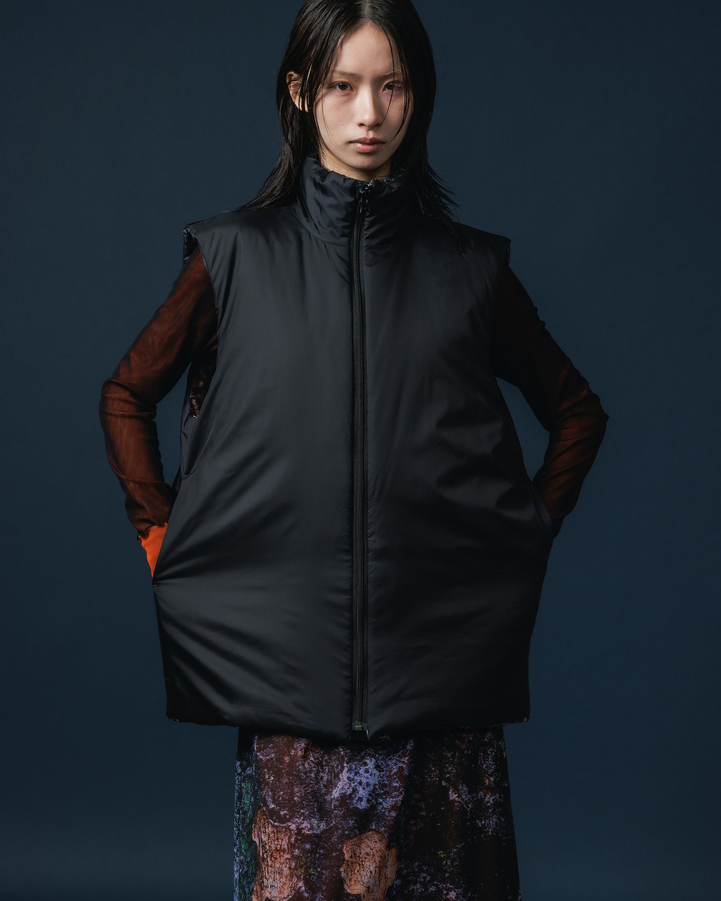 REVERSIBLE PADDING VEST (ALGAE x BLACK)