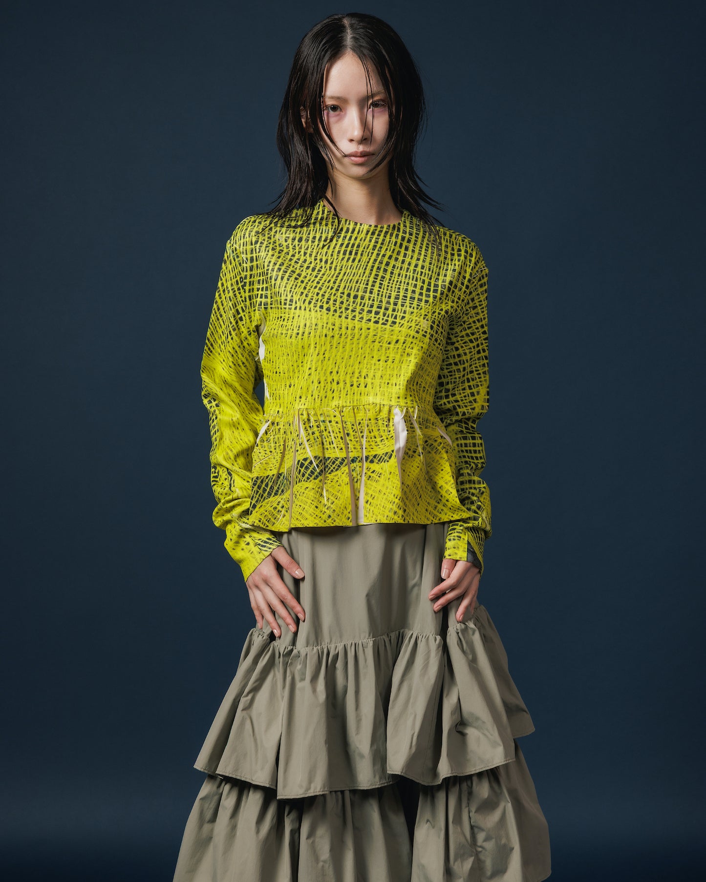 DIRECT PRINT RIB GATHER C/S (YELLOW MESH)
