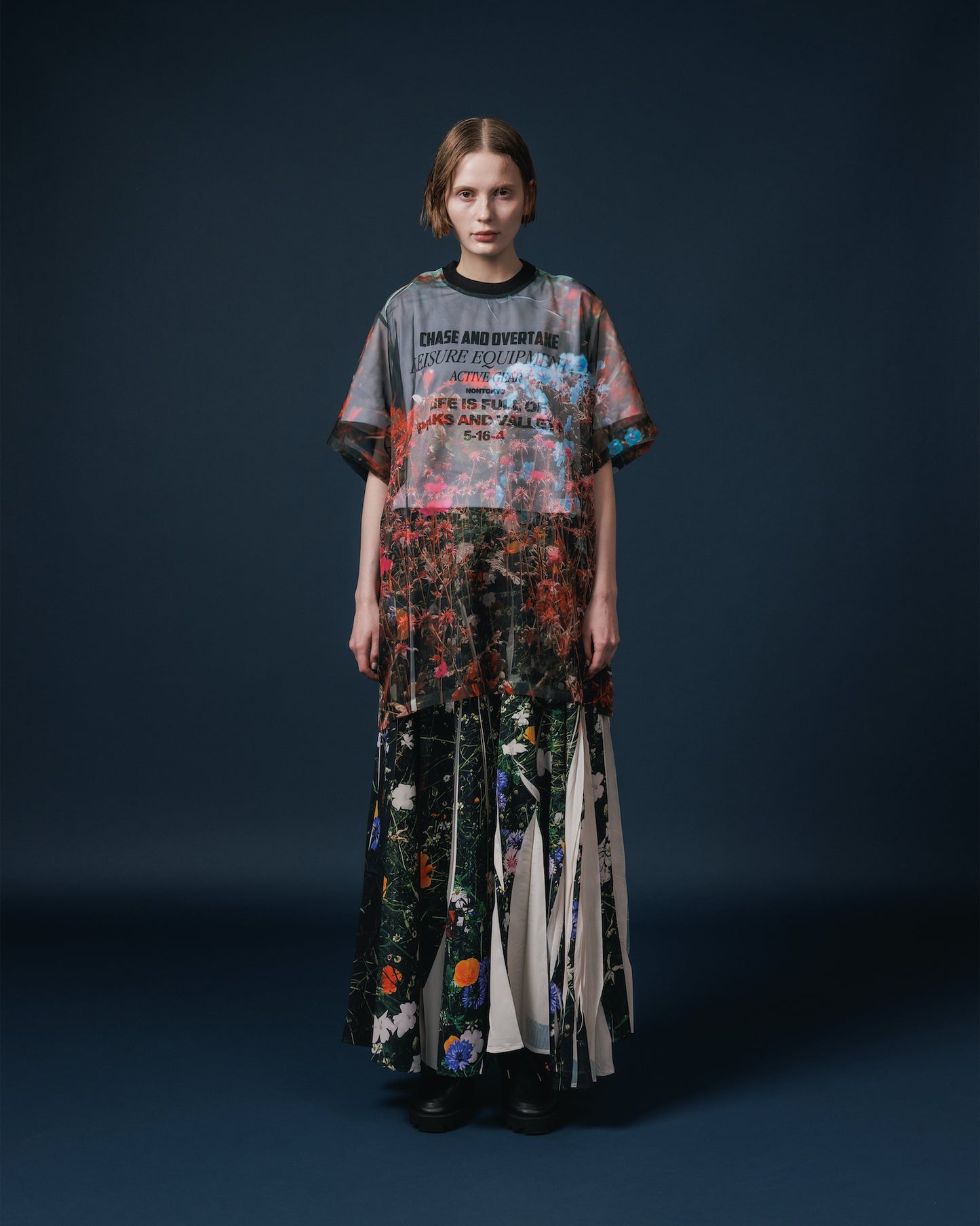 DIRECT PRINT SHEER T-SHIRT (FLOWER)