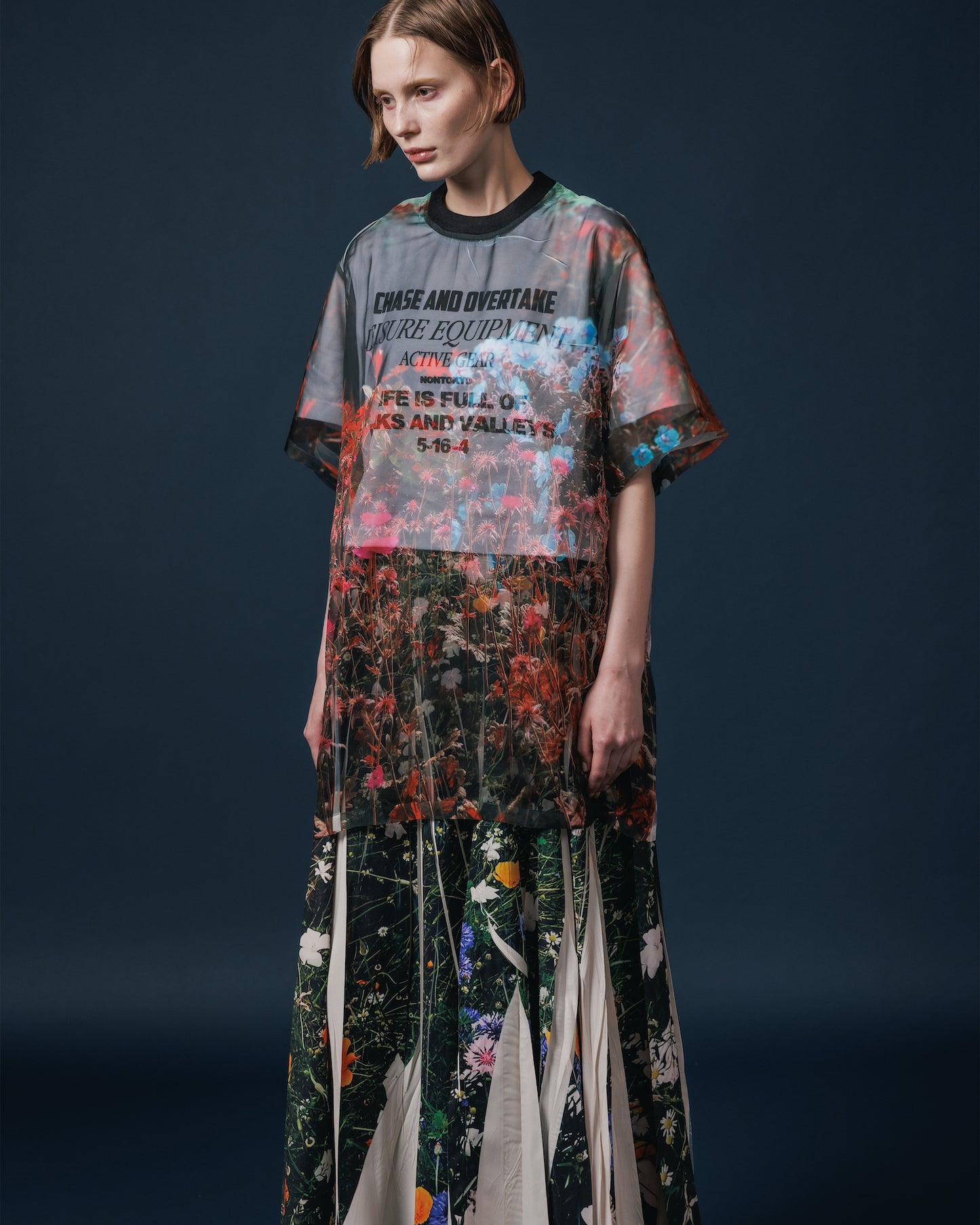 DIRECT PRINT SHEER T-SHIRT (FLOWER)