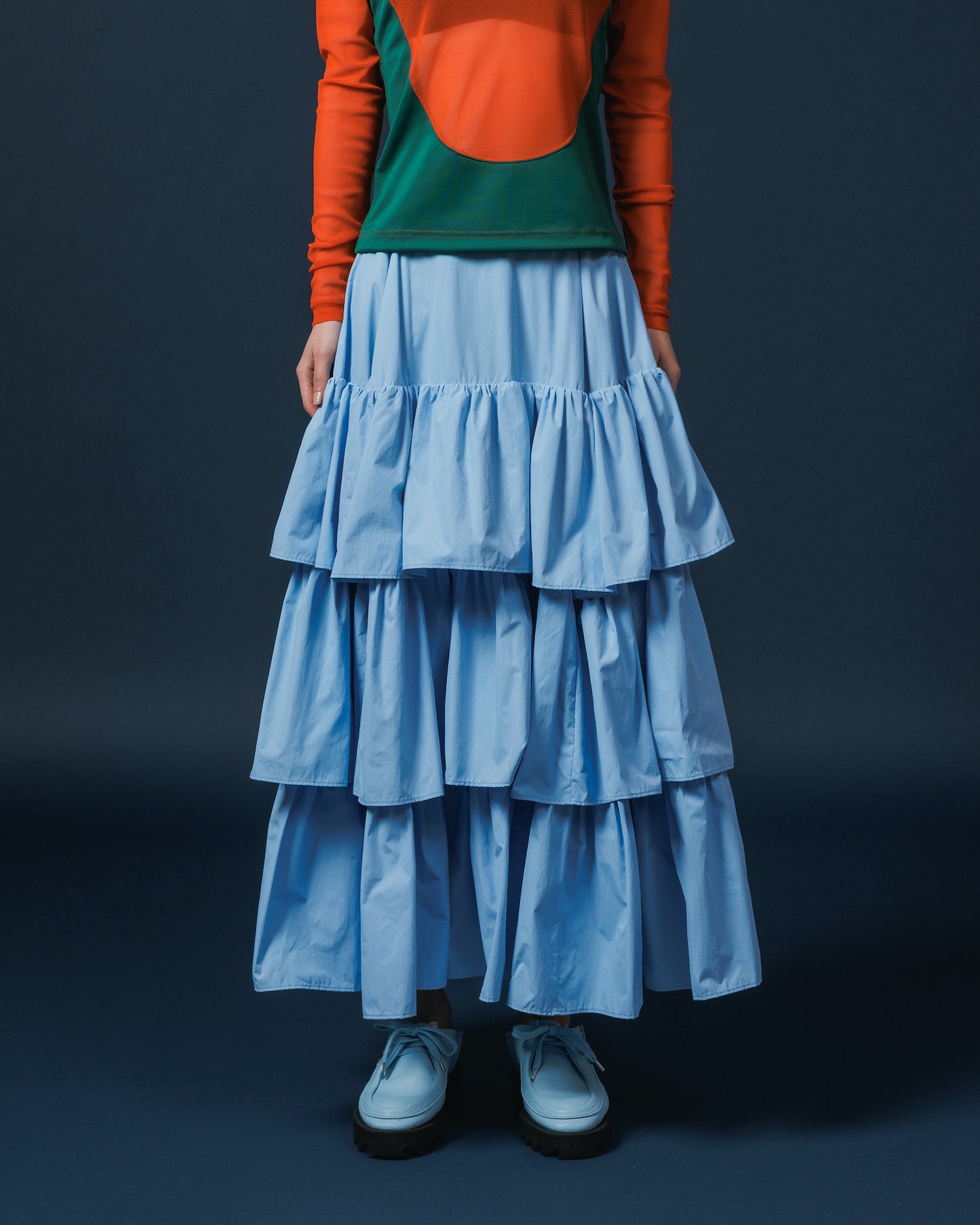 NYLON TIEREDSKIRT (BLUE)