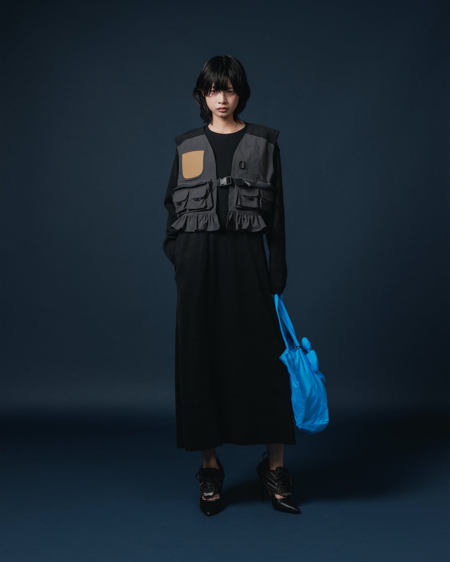 RIB L/S ONE-PIECE (BLACK)