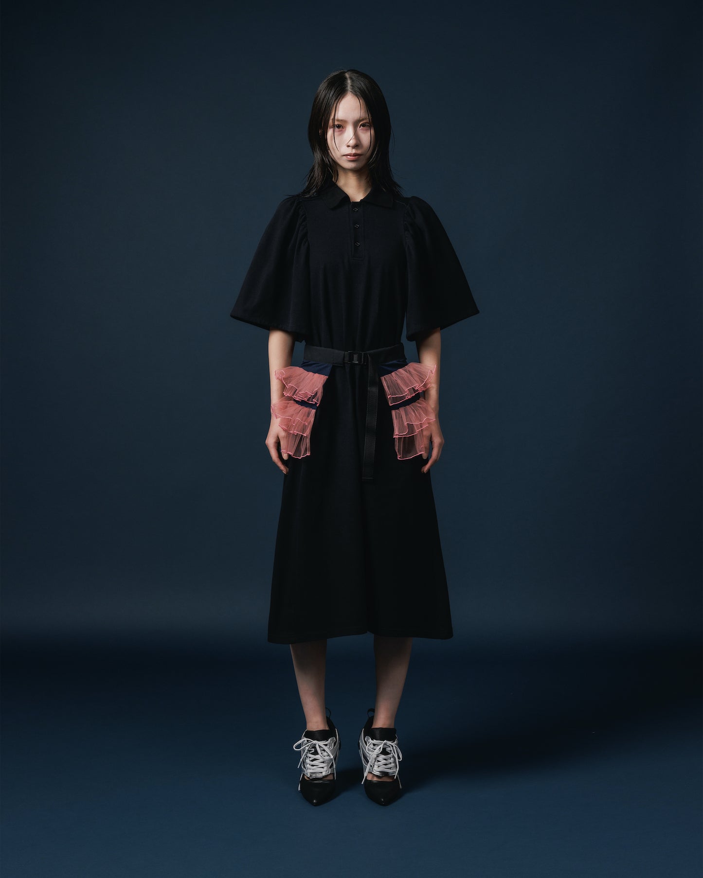 PUFF SLEEVE POLO ONE-PIECE (BLACK)