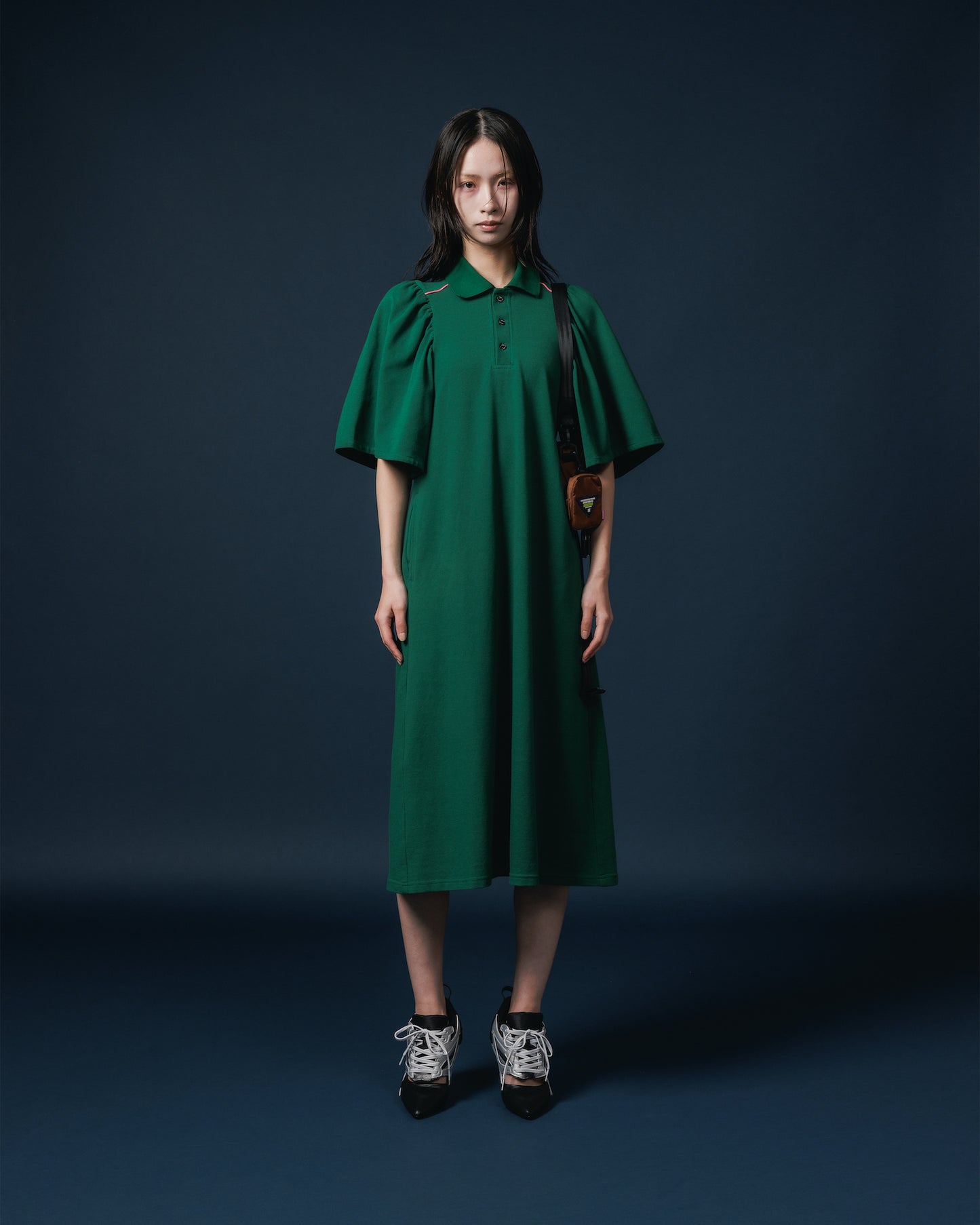 PUFF SLEEVE POLO ONE-PIECE (GREEN)