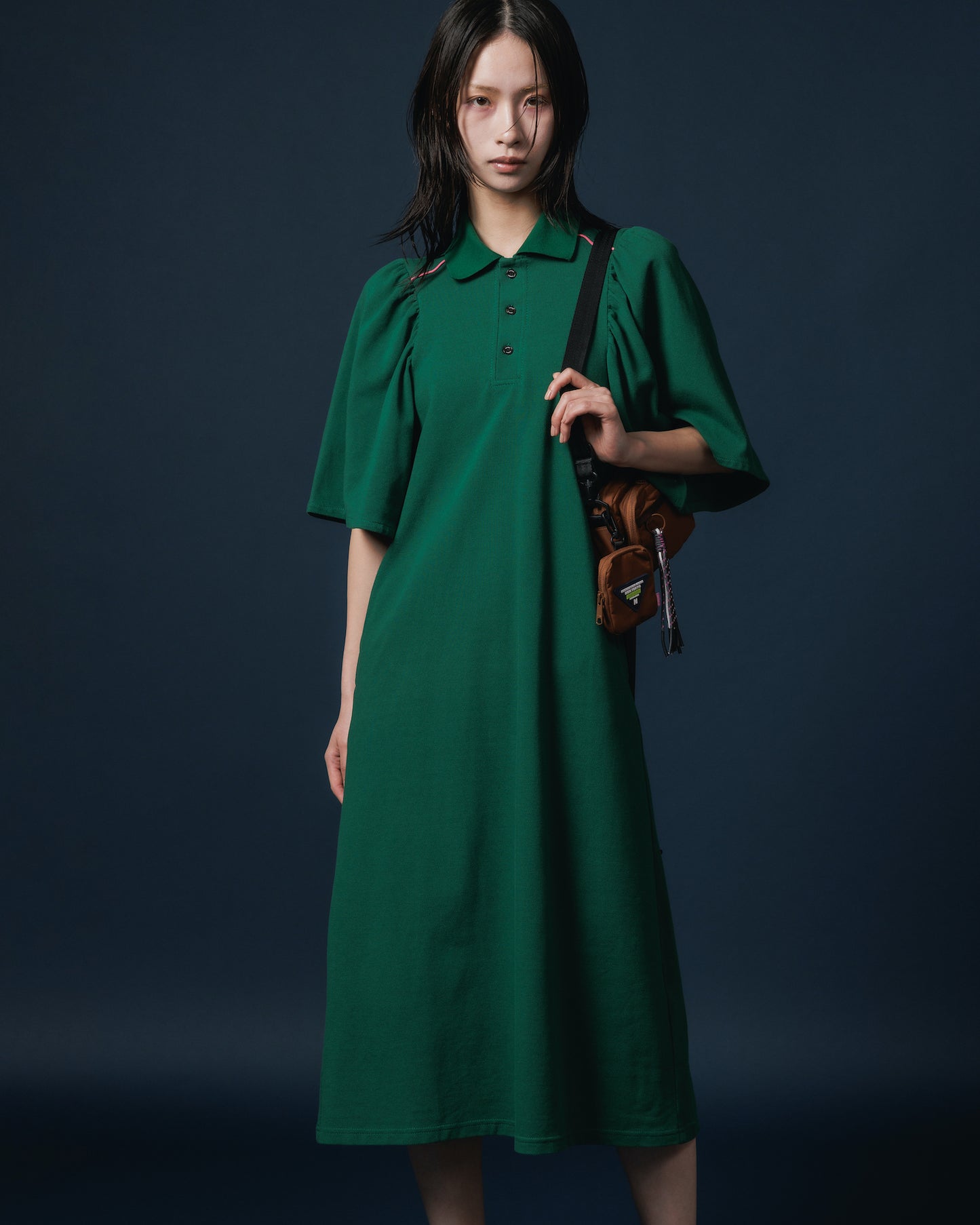 PUFF SLEEVE POLO ONE-PIECE (GREEN)