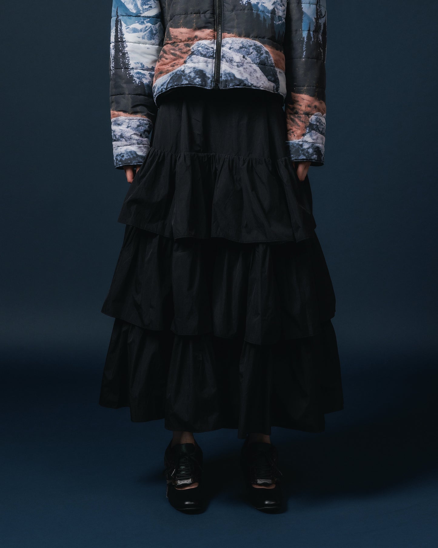 NYLON TIEREDSKIRT (BLACK)