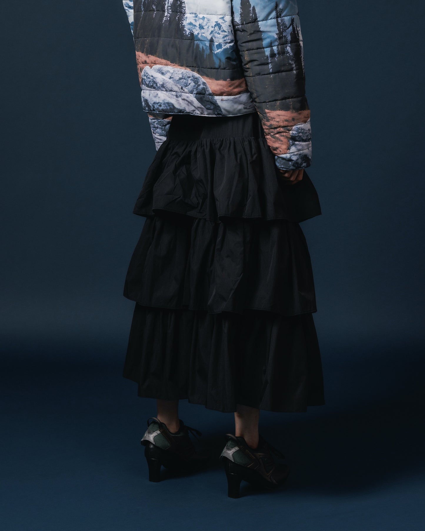 NYLON TIEREDSKIRT (BLACK)
