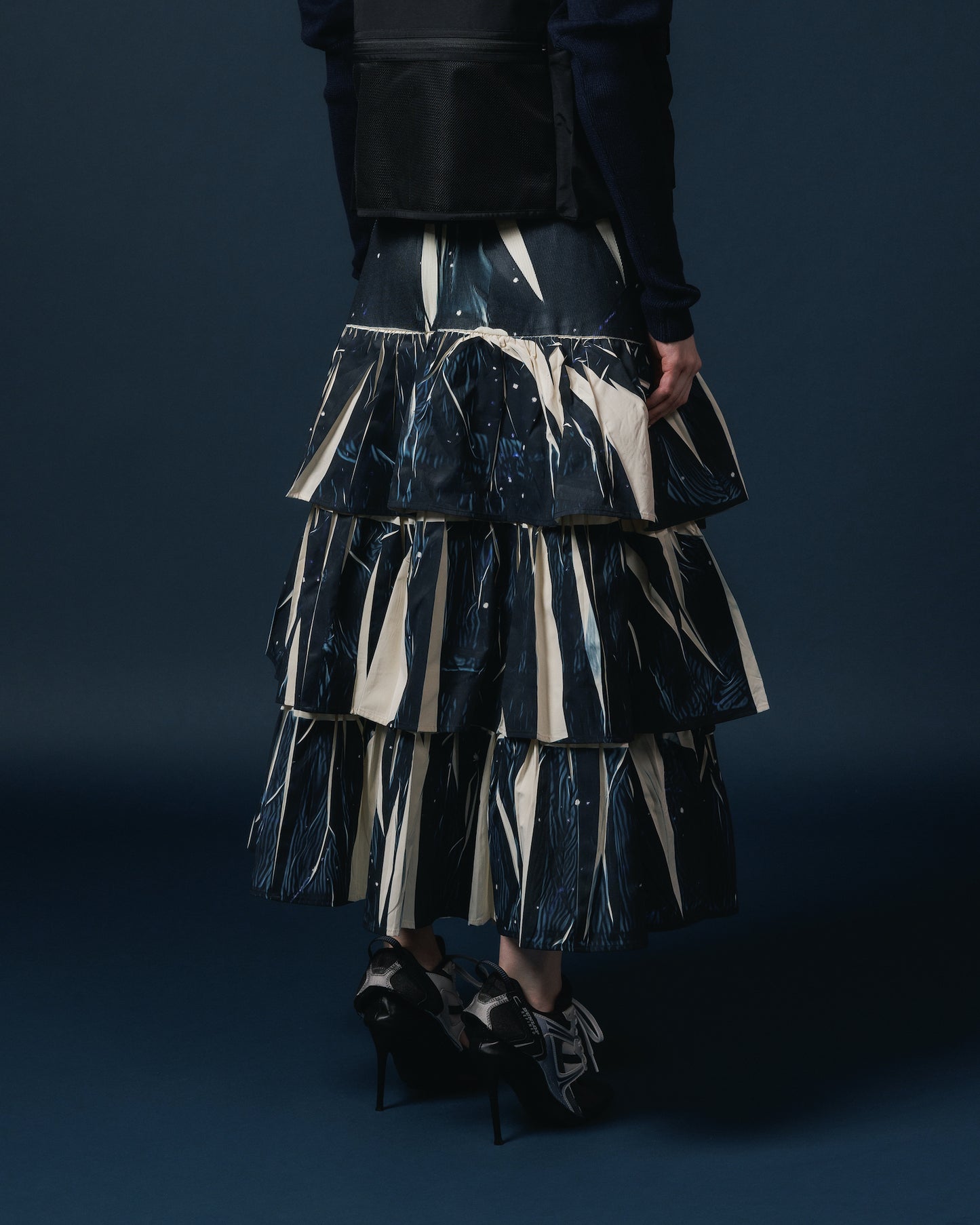 DIRECT PRINT RIB GATHER LONG SKIRT (STARRY SKY)
