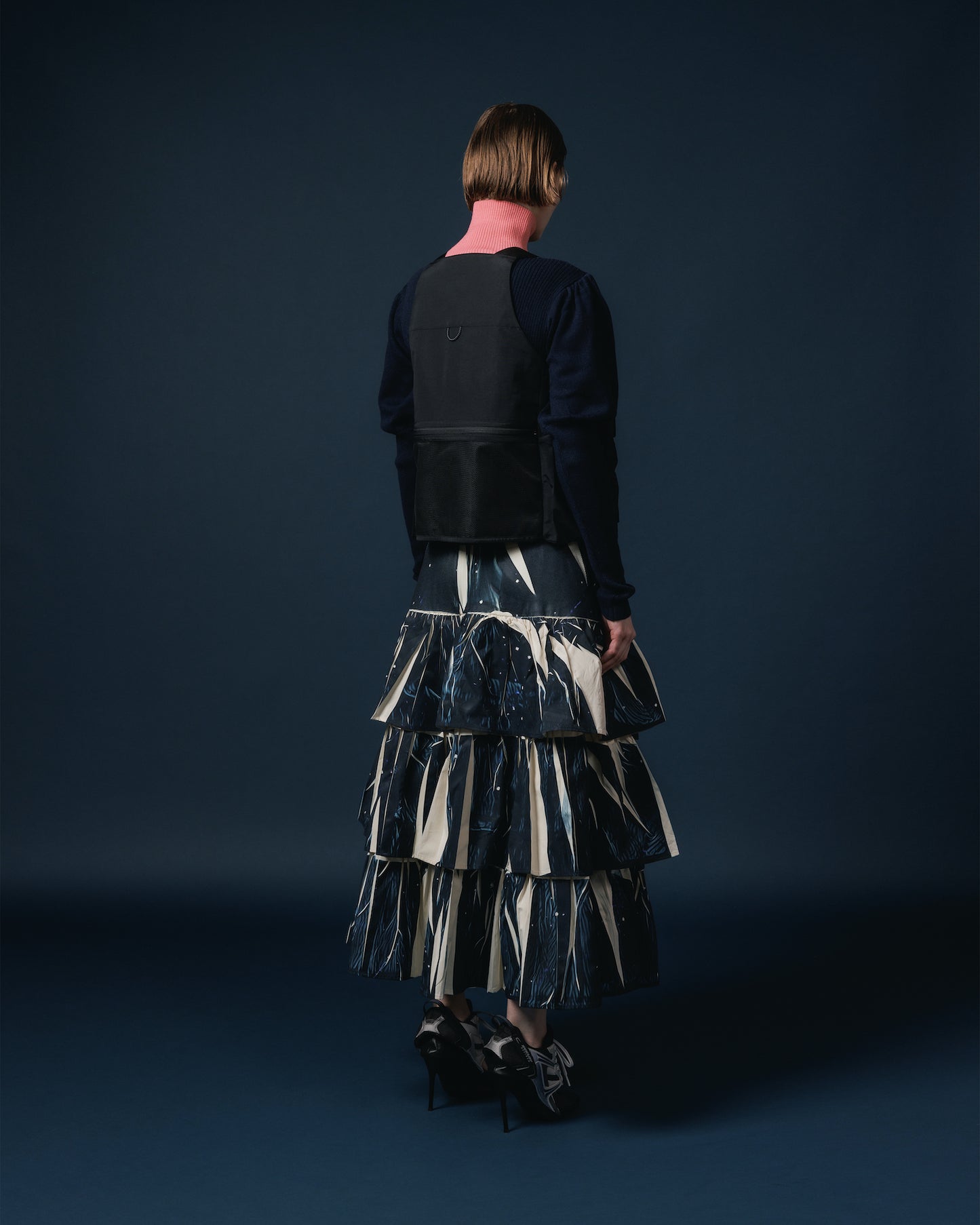 DIRECT PRINT RIB GATHER LONG SKIRT (STARRY SKY)