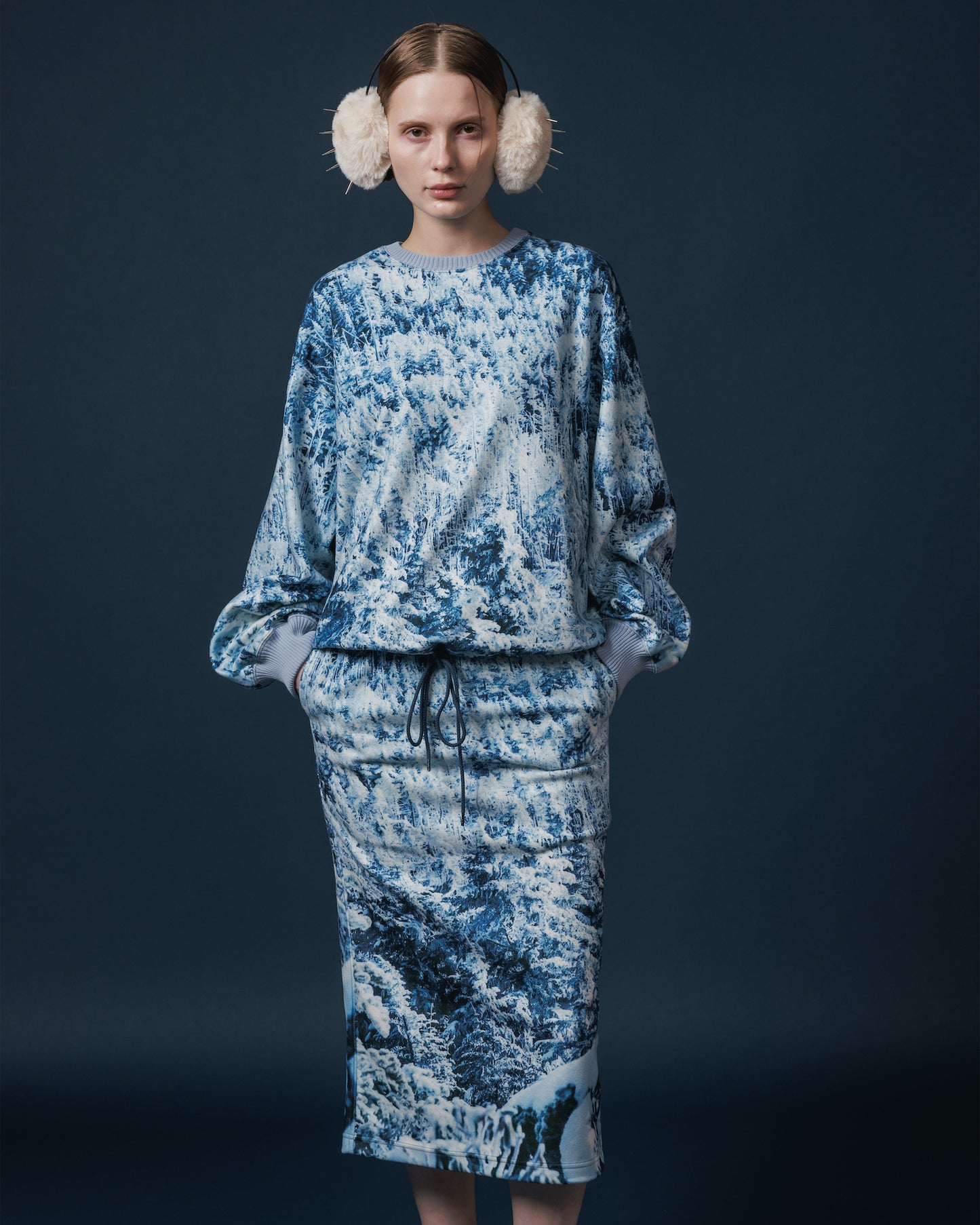 PRINT FLEECE TIGHT SKIRT (SNOW MOUNTAIN)