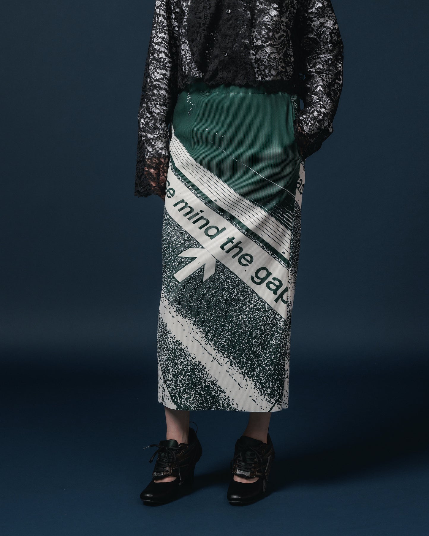 PRINT RIB SKIRT (GREEN)