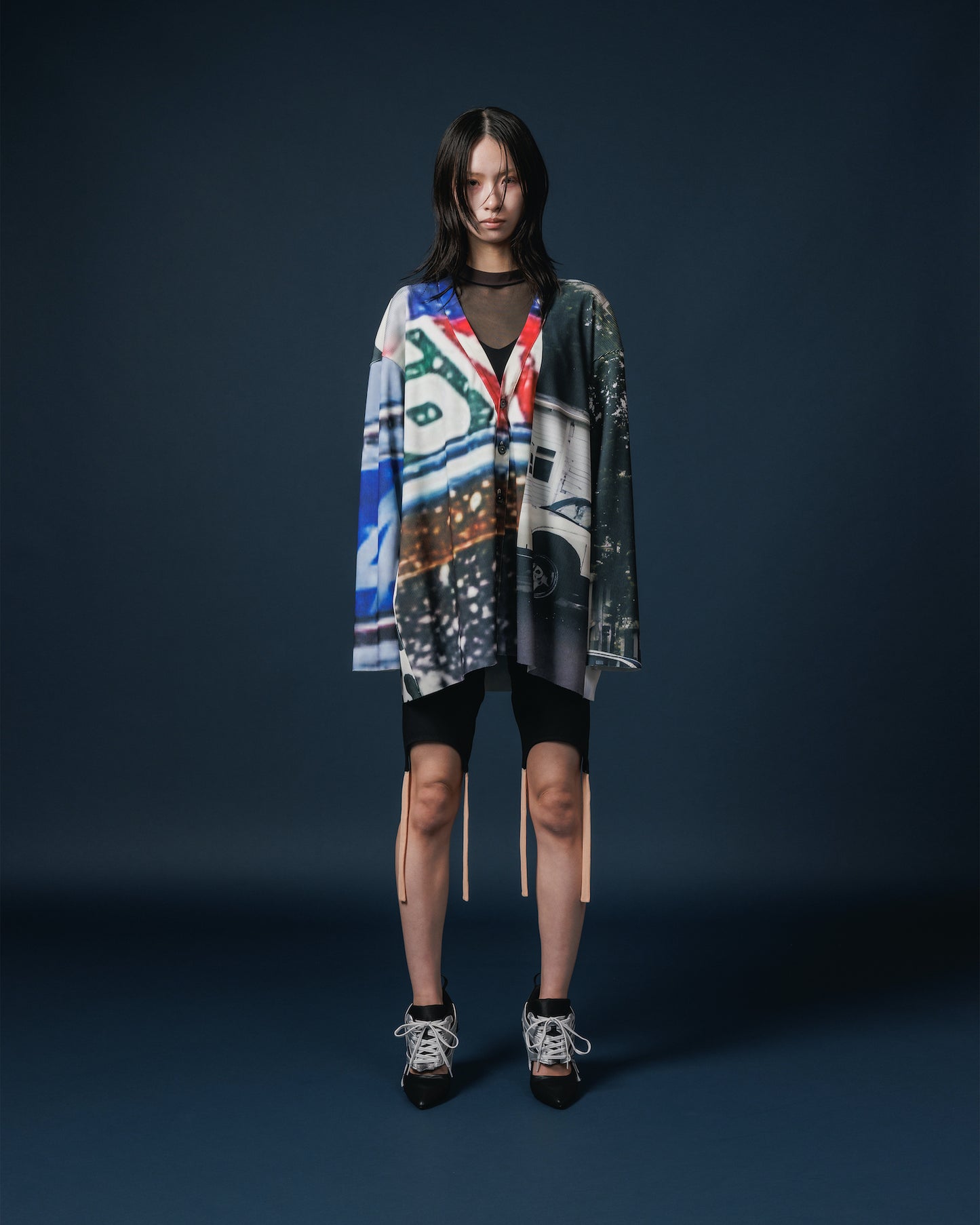 PRINT RIB BIG CARDIGAN (COLLAGE)