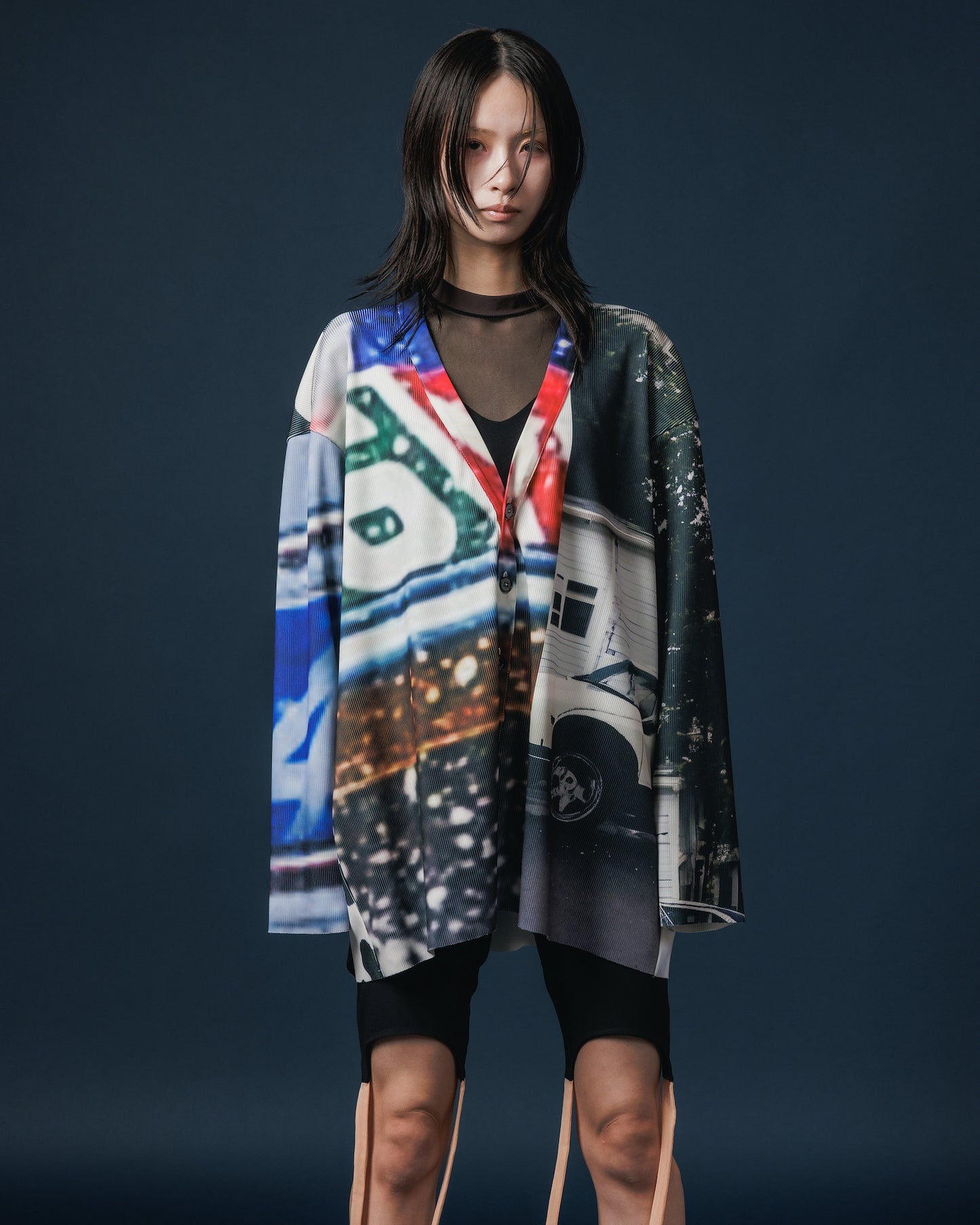 PRINT RIB BIG CARDIGAN (COLLAGE)