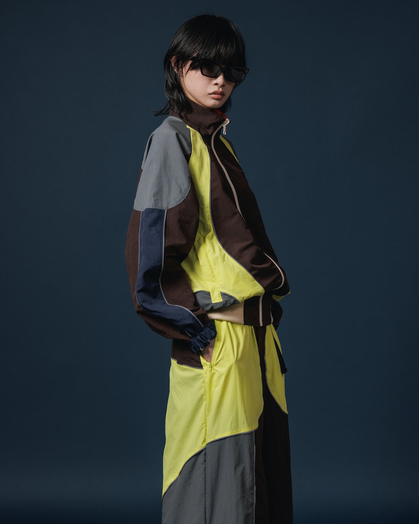 SWITCHING NYLON PANTS (BROWN x YELLOW)