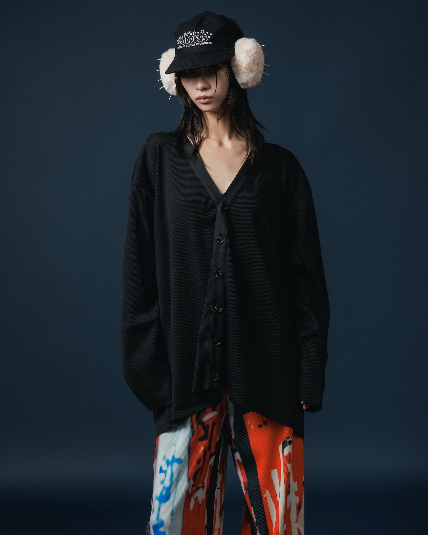 RIB BIG CARDIGAN (BLACK)