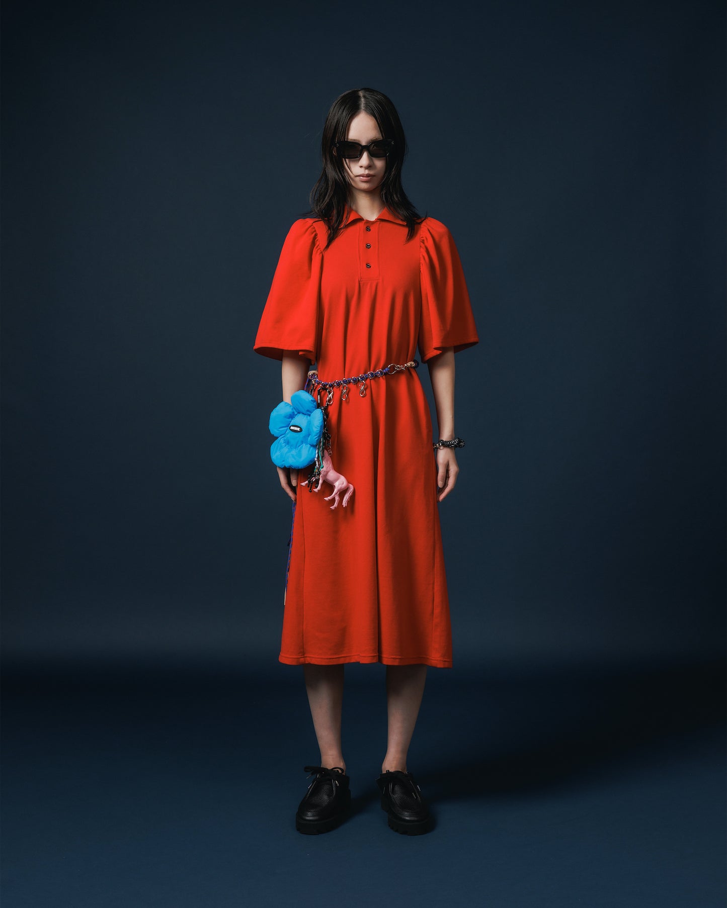 PUFF SLEEVE POLO ONE-PIECE (RED)