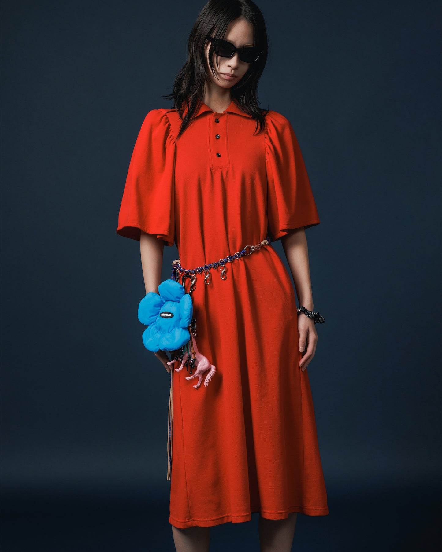 PUFF SLEEVE POLO ONE-PIECE (RED)