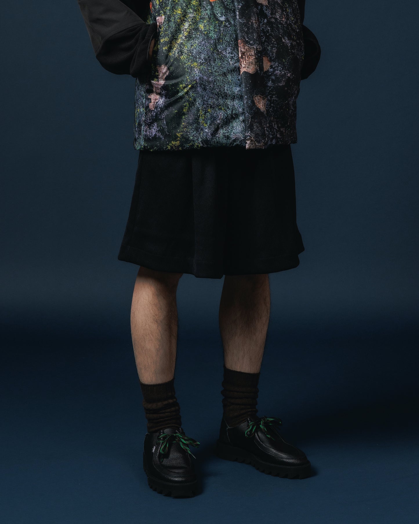 RIB WIDE SHORTS (BLACK)
