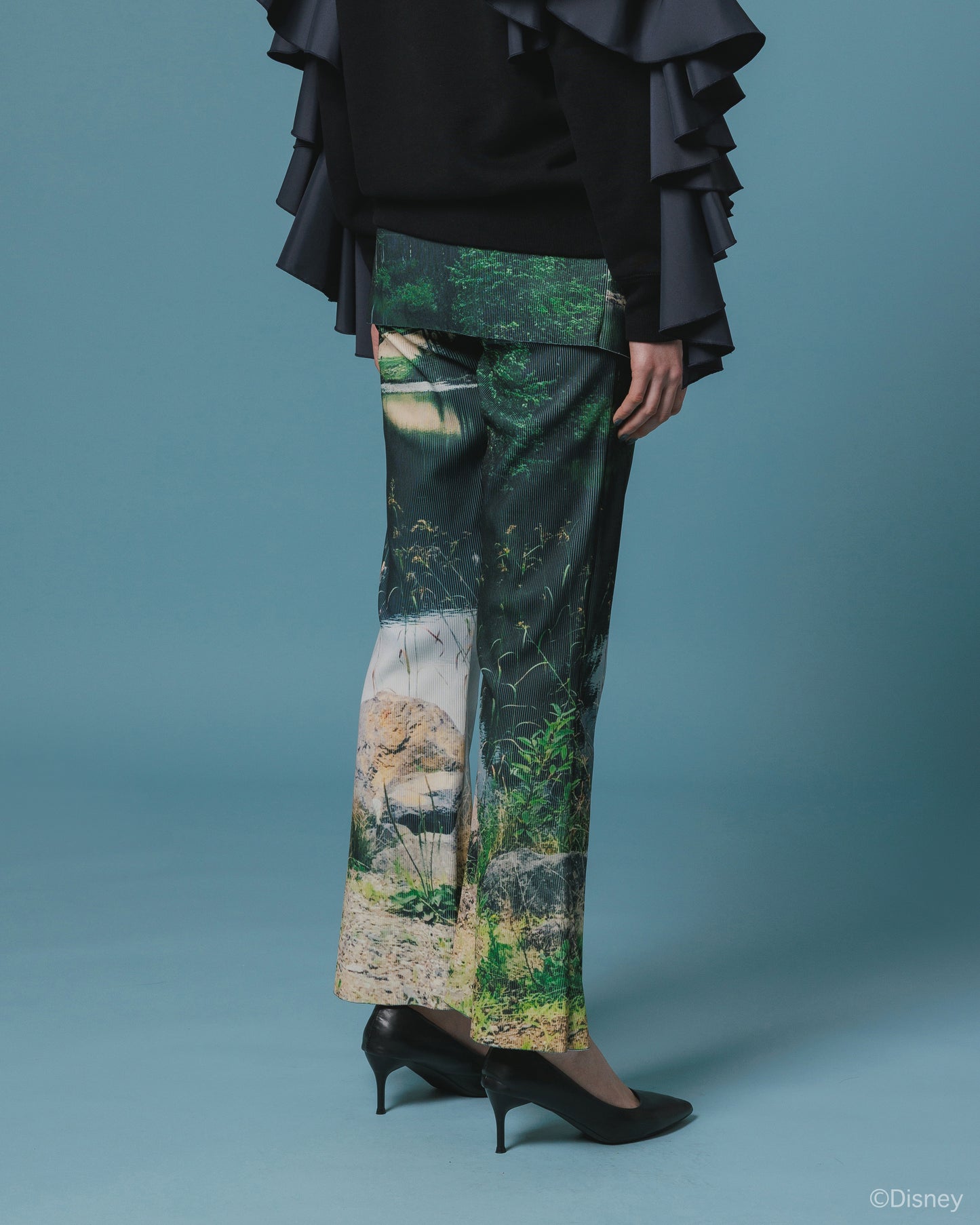 RIB FLARE PANTS (FLOWER)